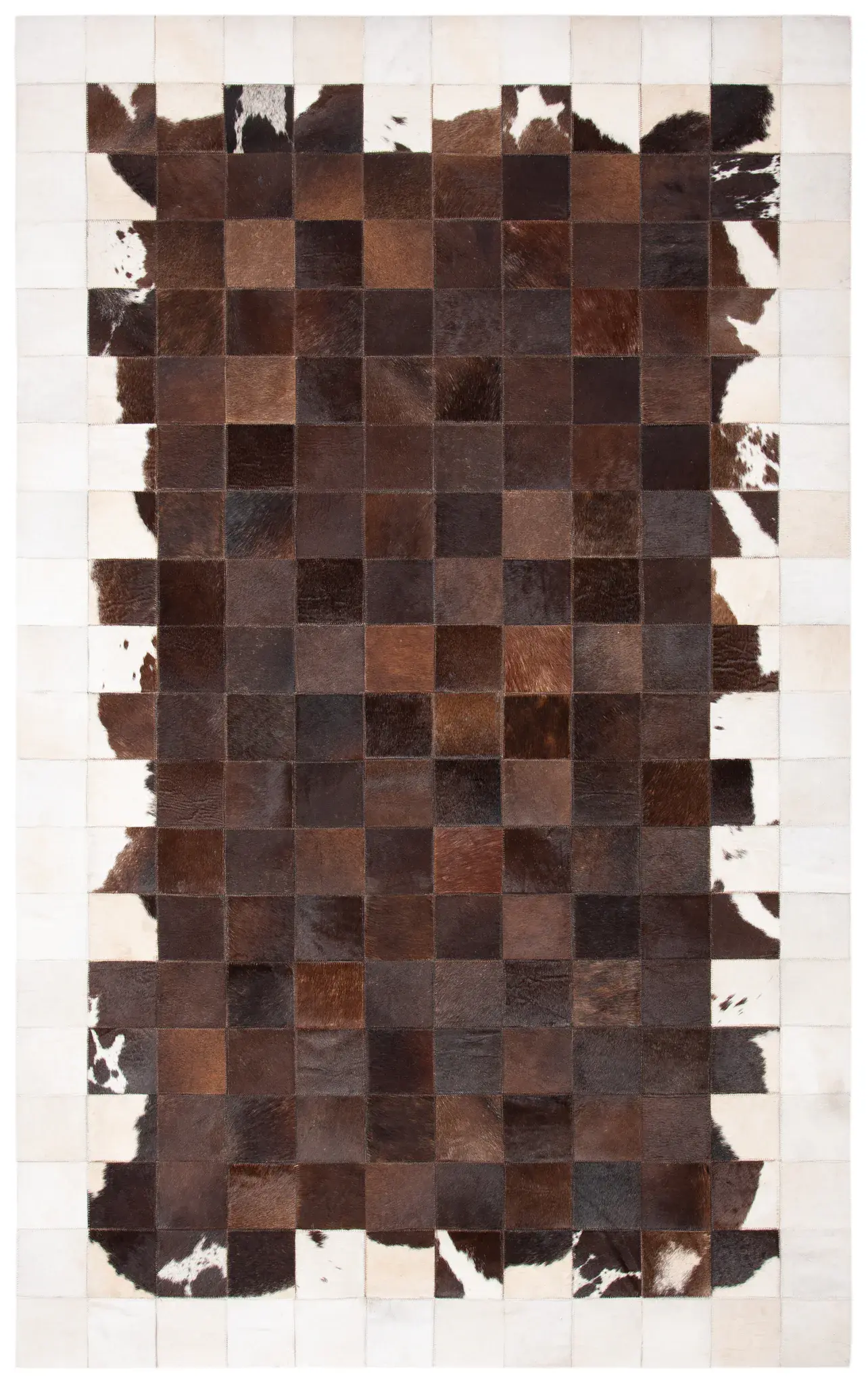Studio Leather Patchwork Geometric Leather Hand-Woven Rug