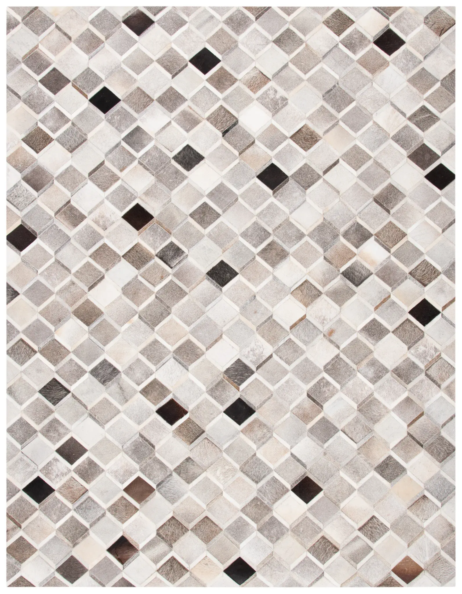 Studio Leather Diamond Grid Hand-Woven Rug