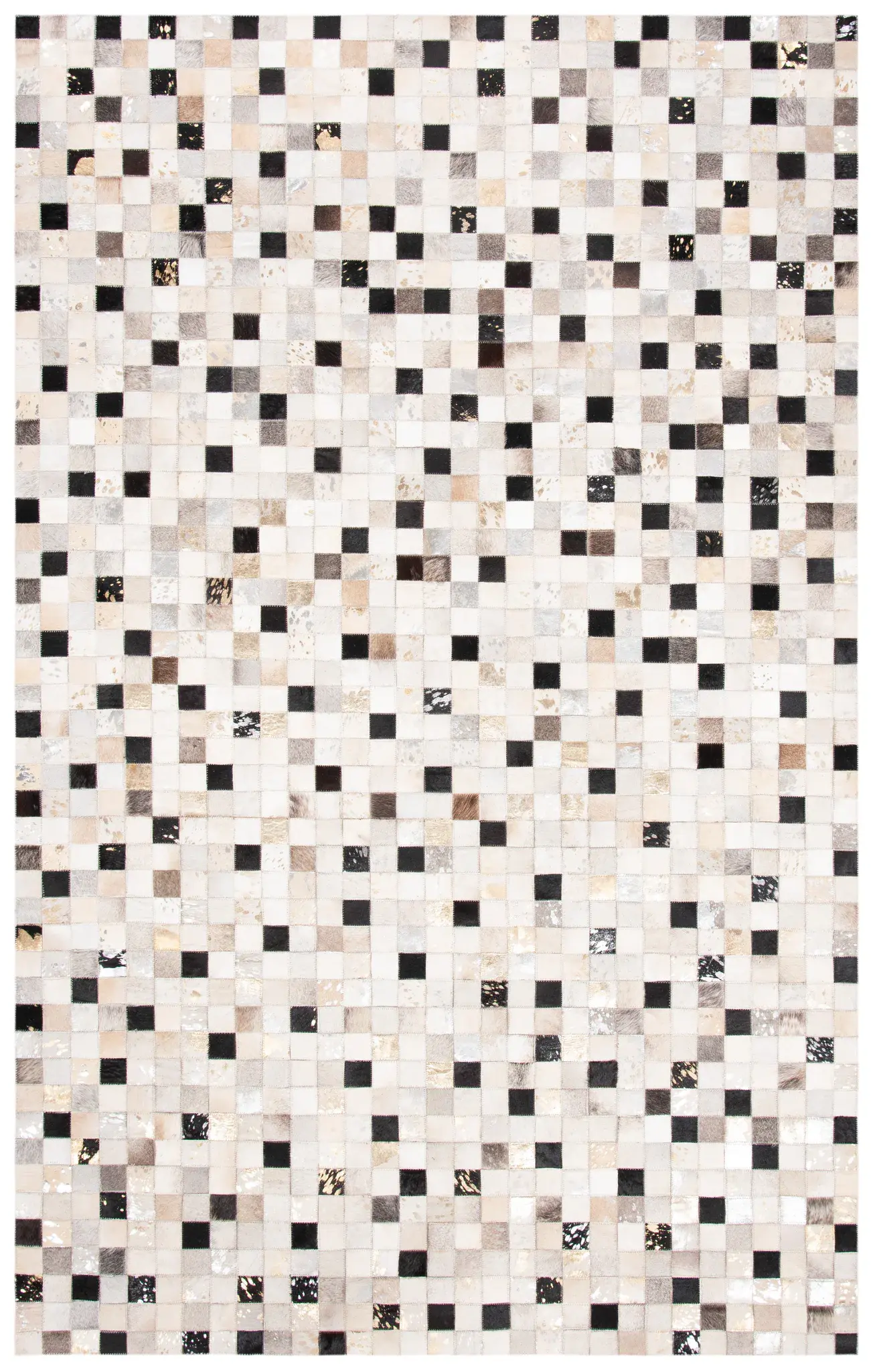 Studio Leather Checkered Patchwork Hand-Woven Rug