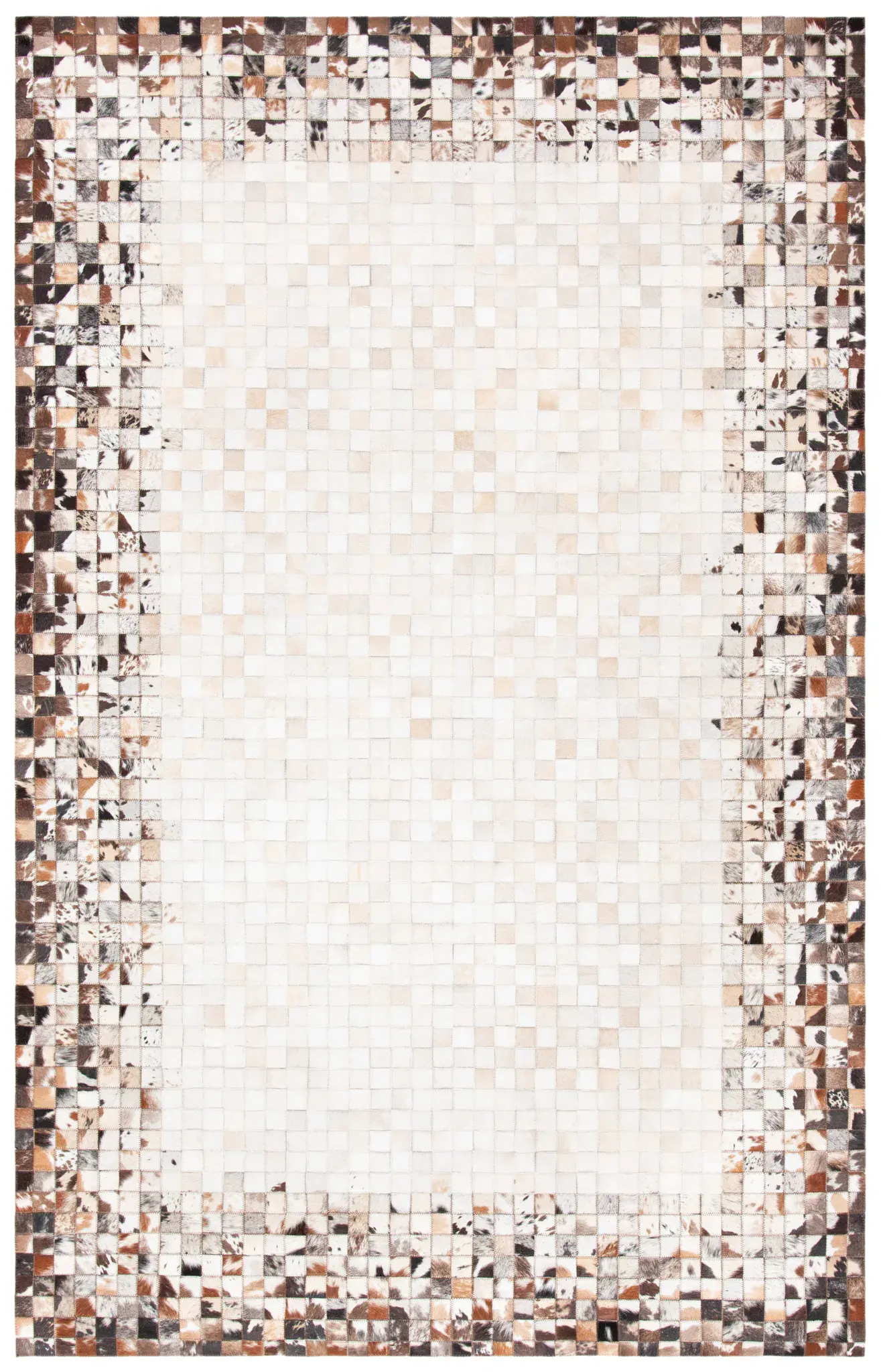 Studio Leather Patchwork Bordered Hand-Woven Rug