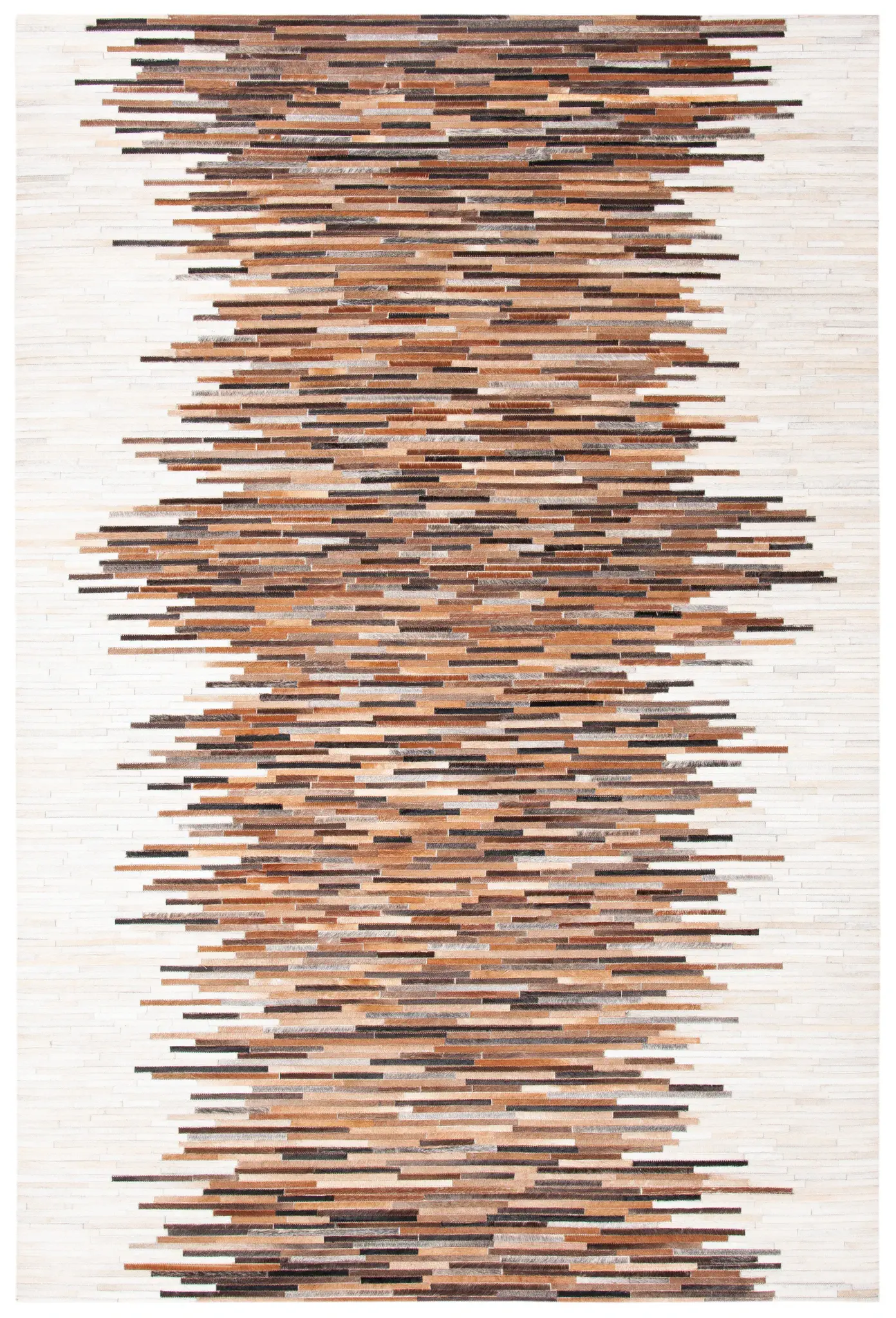Studio Leather Banded Patchwork Hand-Woven Rug