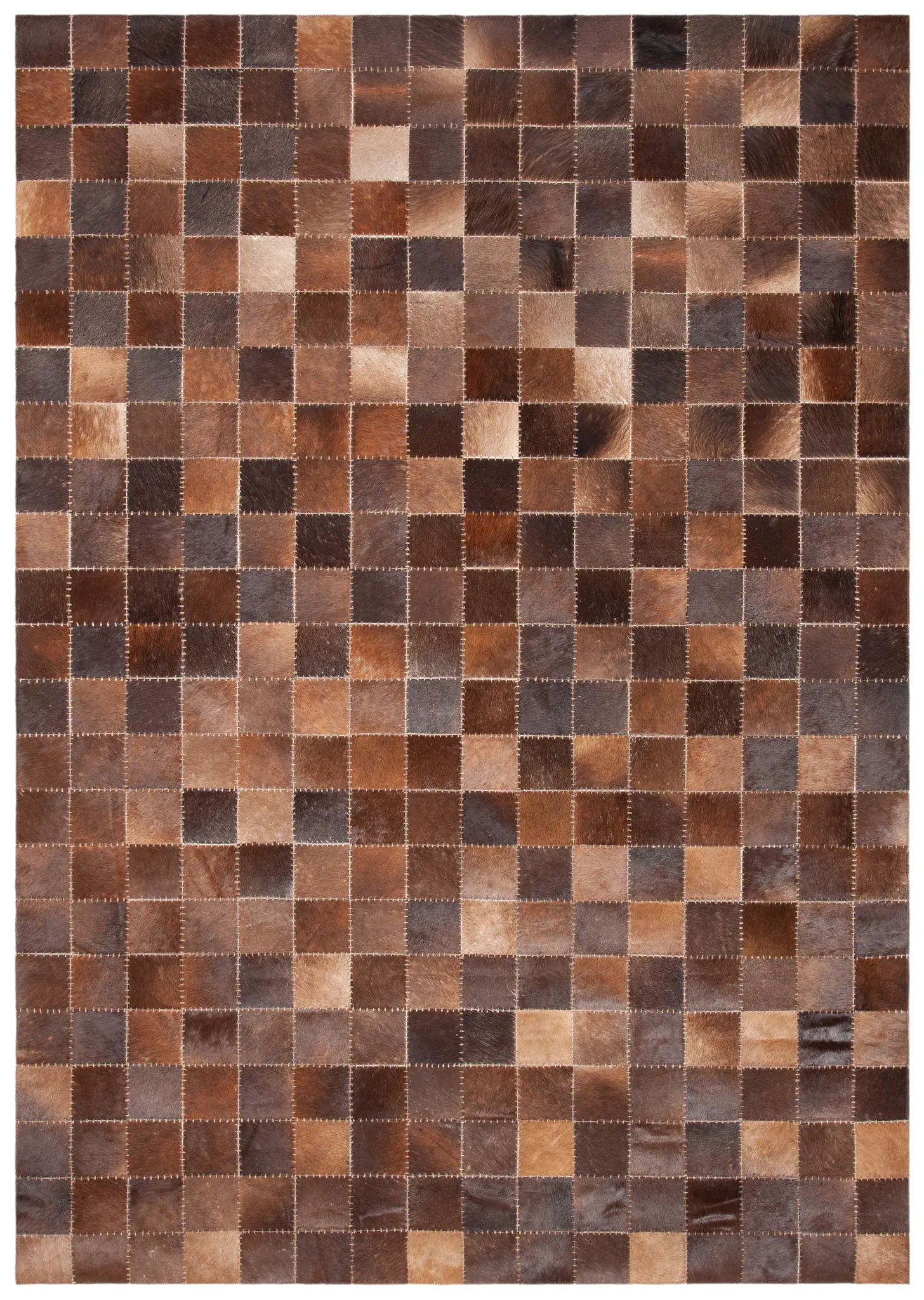 Studio Leather Checkered Grid Hand-Woven Rug