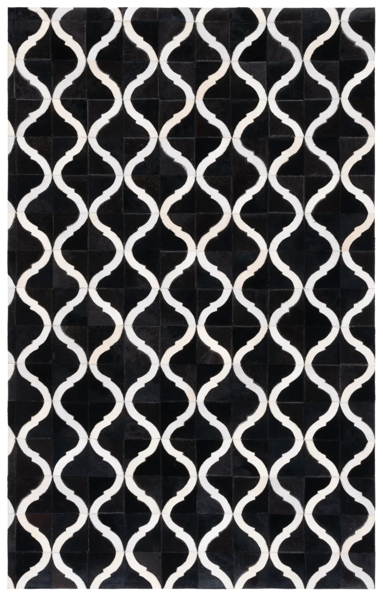 Studio Leather Modern Geometric Leather Hand-Woven Rug