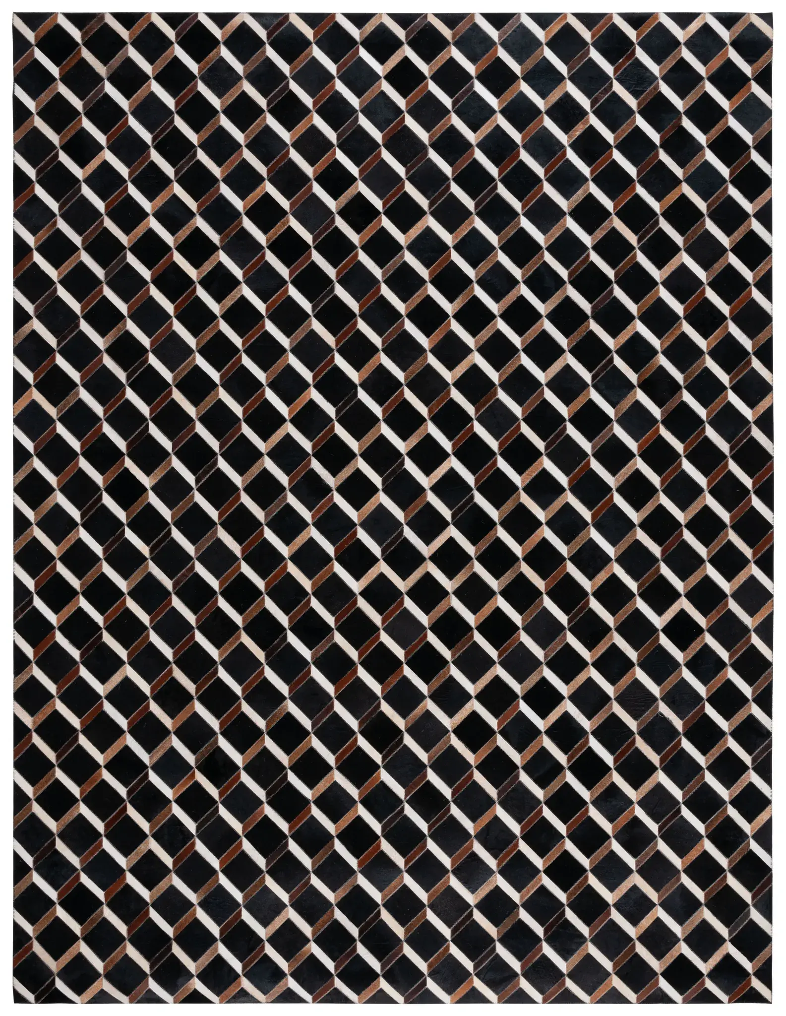 Studio Leather Tumbling Block Hand-Woven Rug