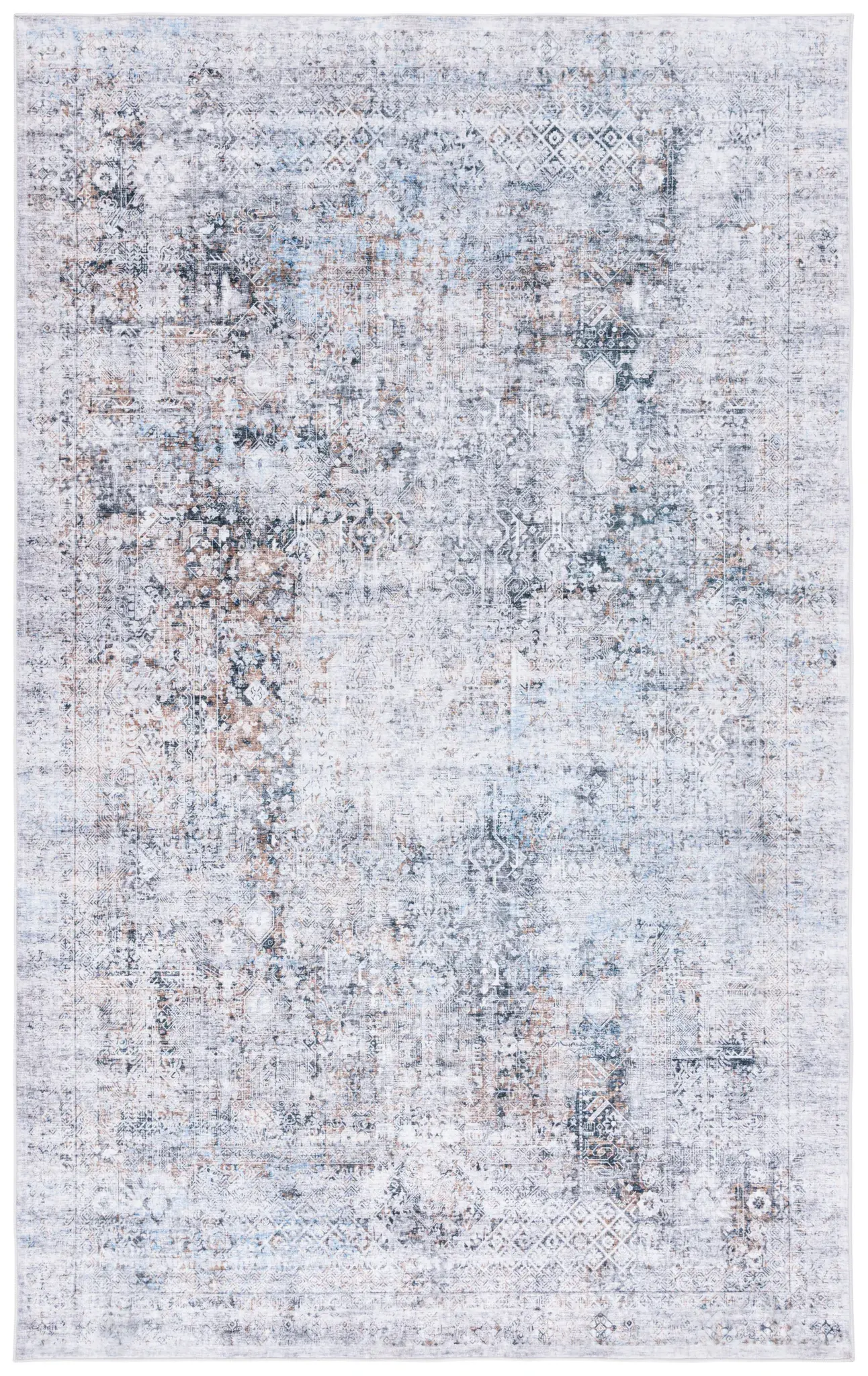 Santa Monica Faded Bordered Washable Rug