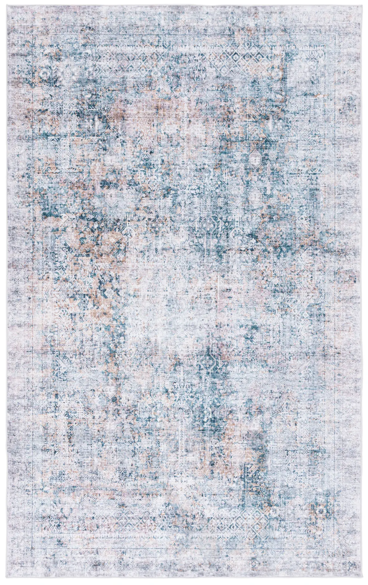 Santa Monica Faded Bordered Washable Rug
