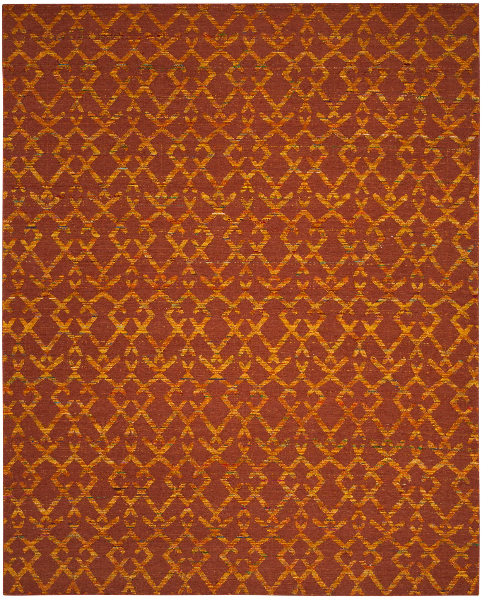 Straw Patch Interlocking Diamond Hand-Woven Rug