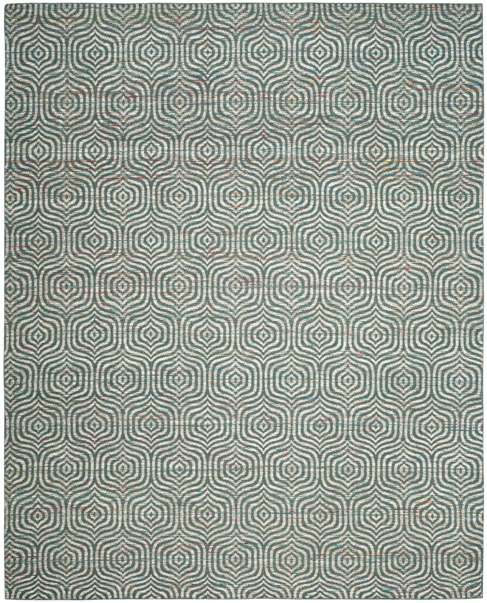 Straw Patch Interlocking Wave Hand-Woven Wool Rug