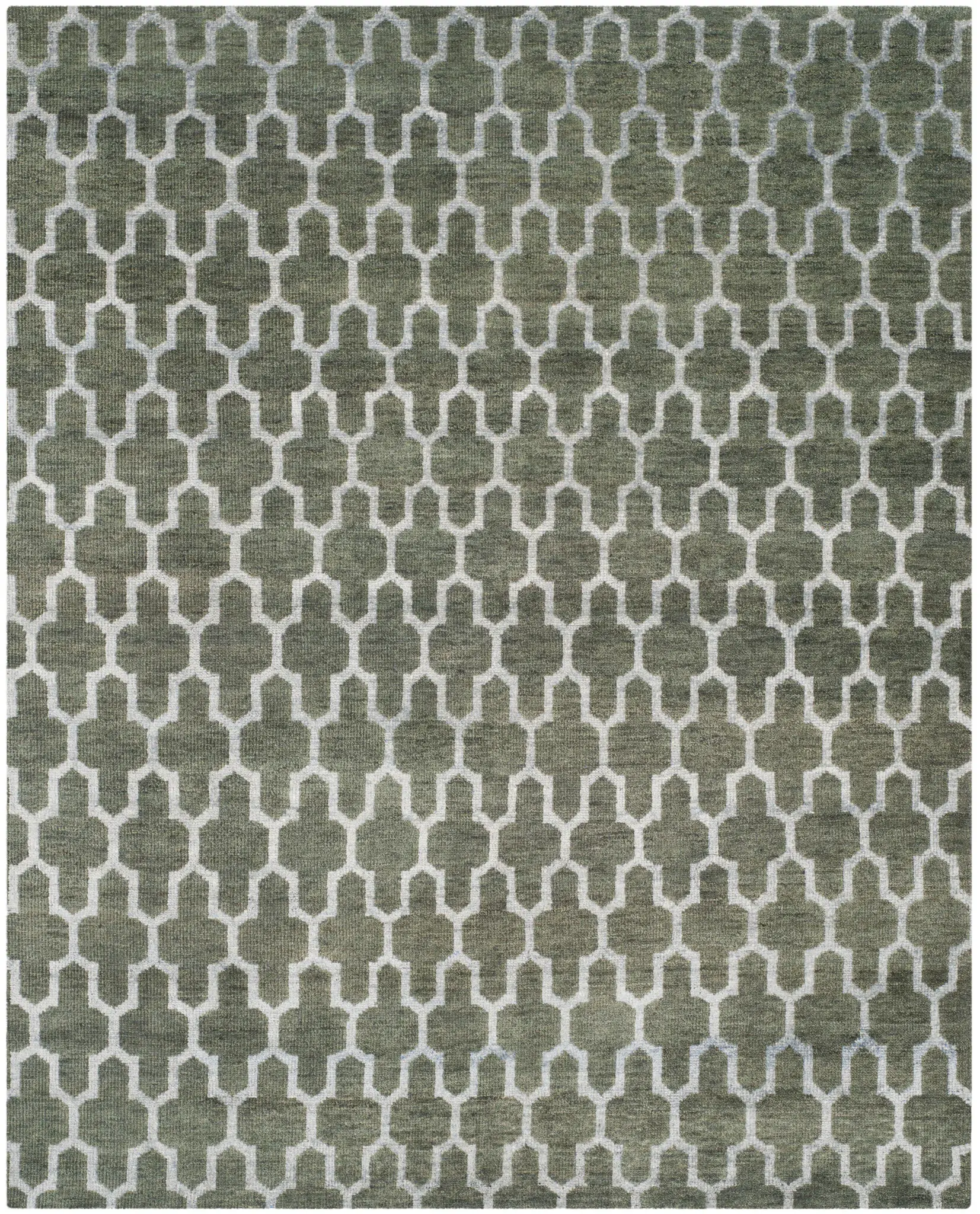 Stone Wash Stepped Lattice Hand-Knotted Rug