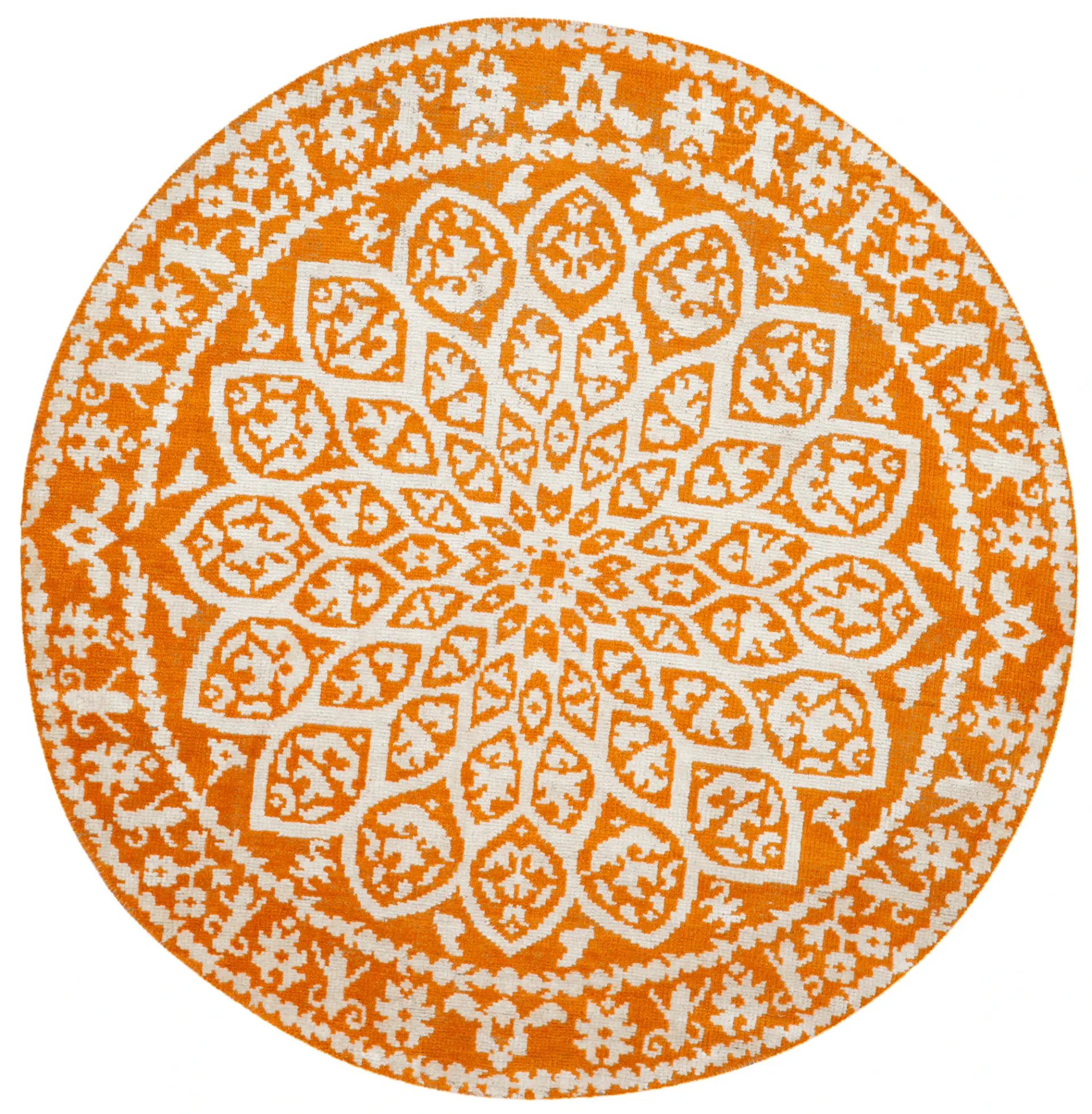 Stone Wash Rosette Medallion Hand-Knotted Rug