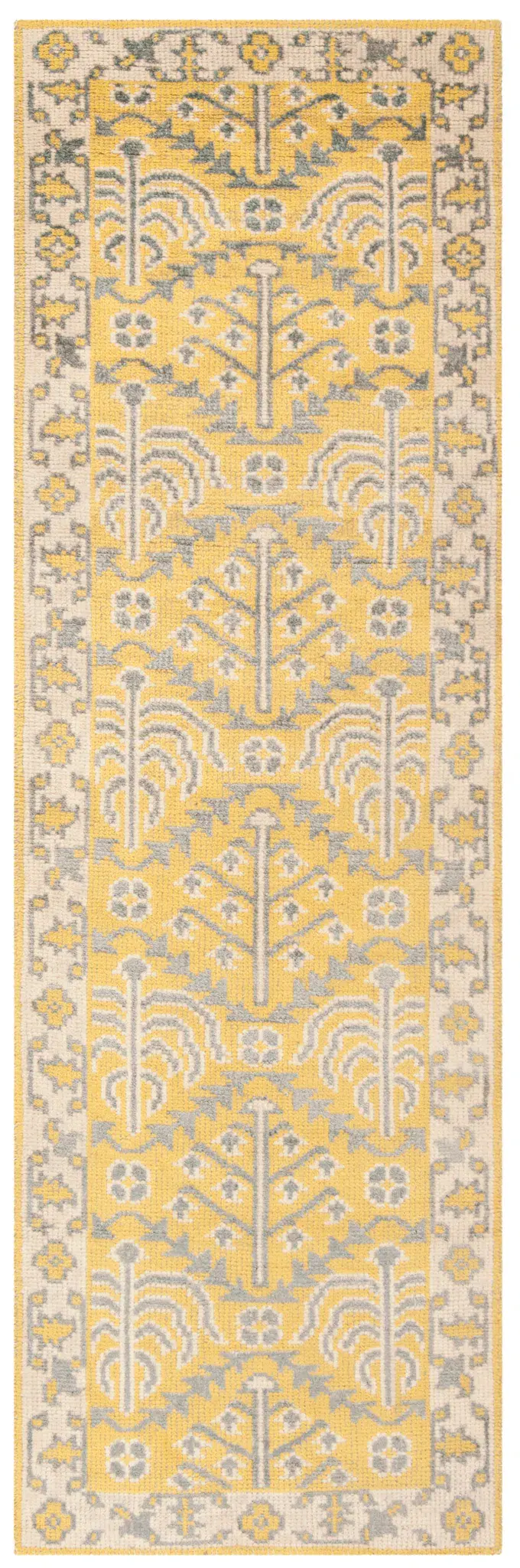 Stone Wash Stylized Tree Hand-Knotted Rug