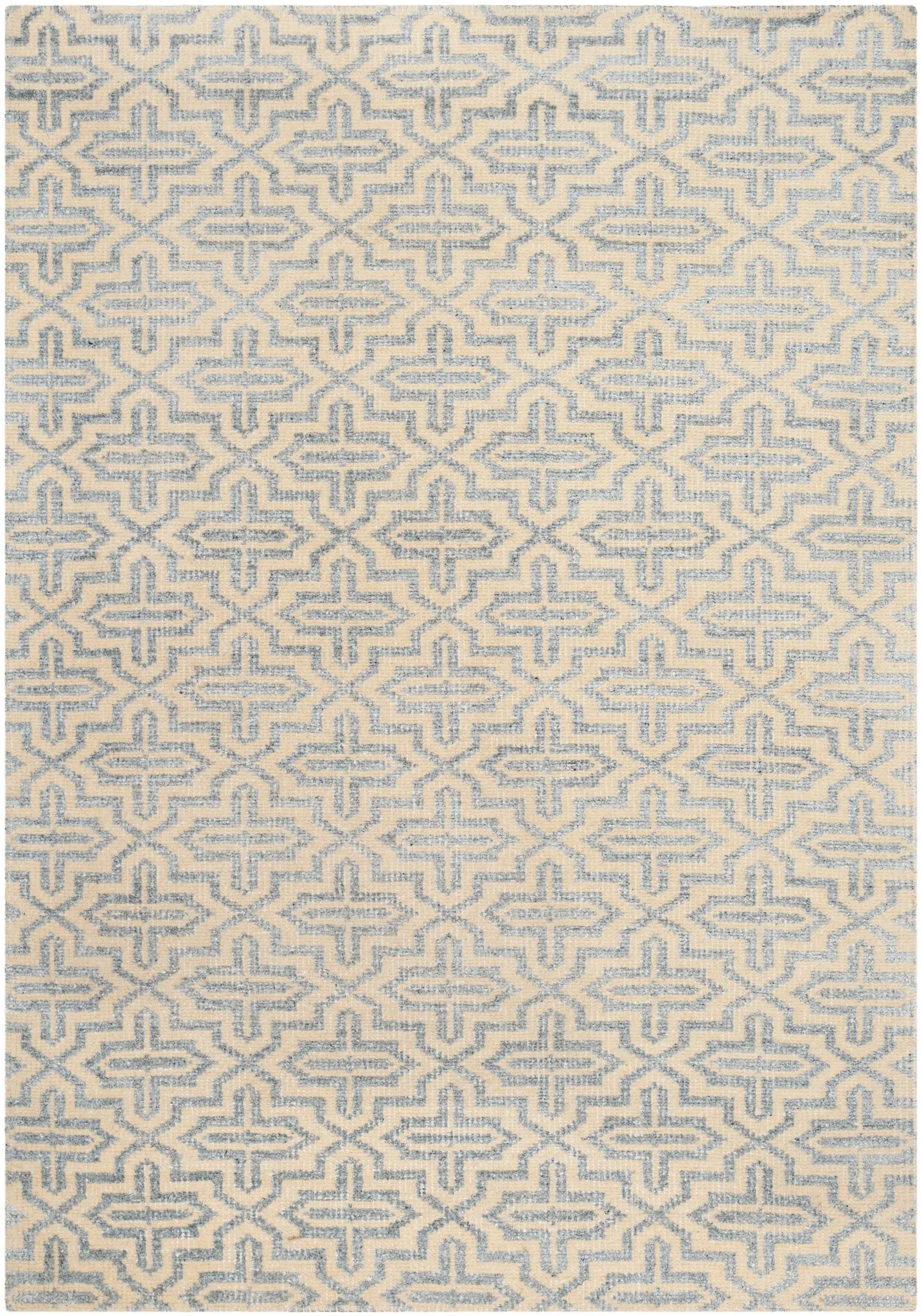 Stone Wash Interlocking Lattice Hand-Knotted Rug