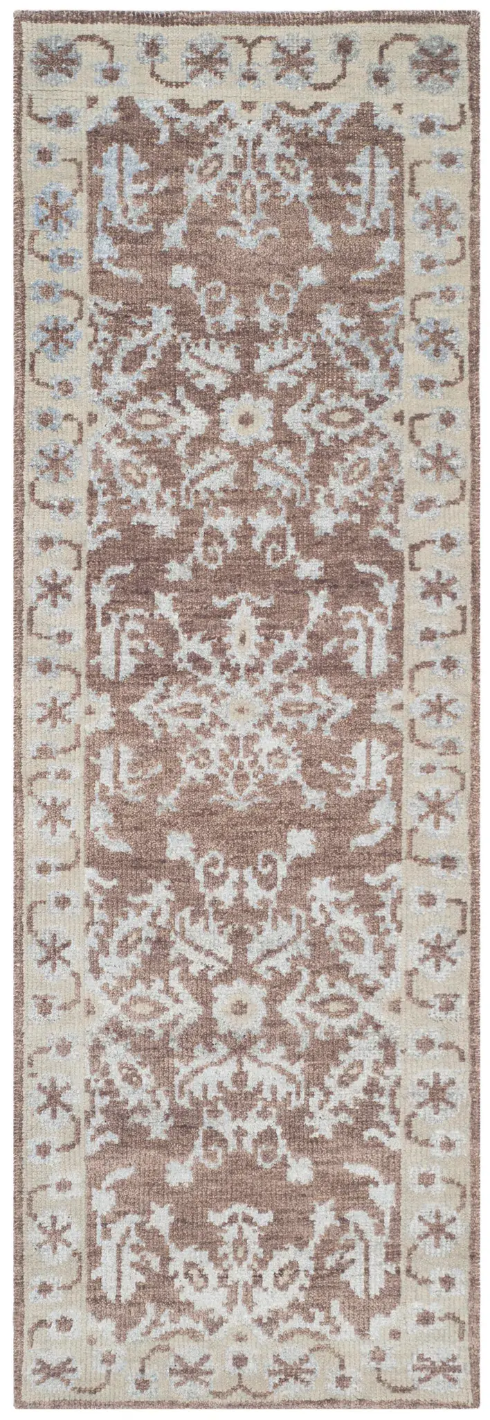 Stone Wash Floral Medallion Hand-Knotted Rug