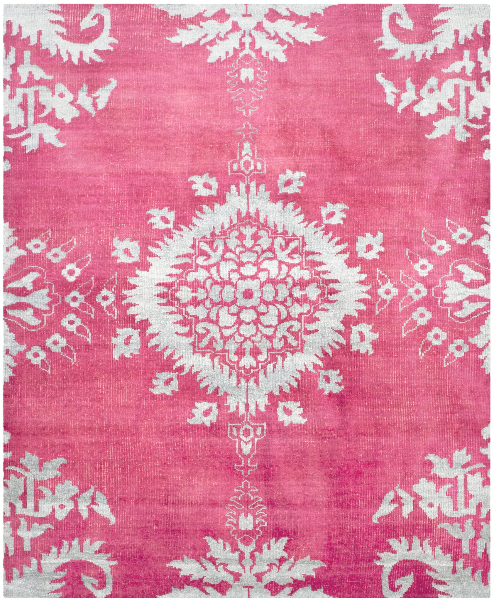 Stone Wash Medallion Hand-Knotted Rug