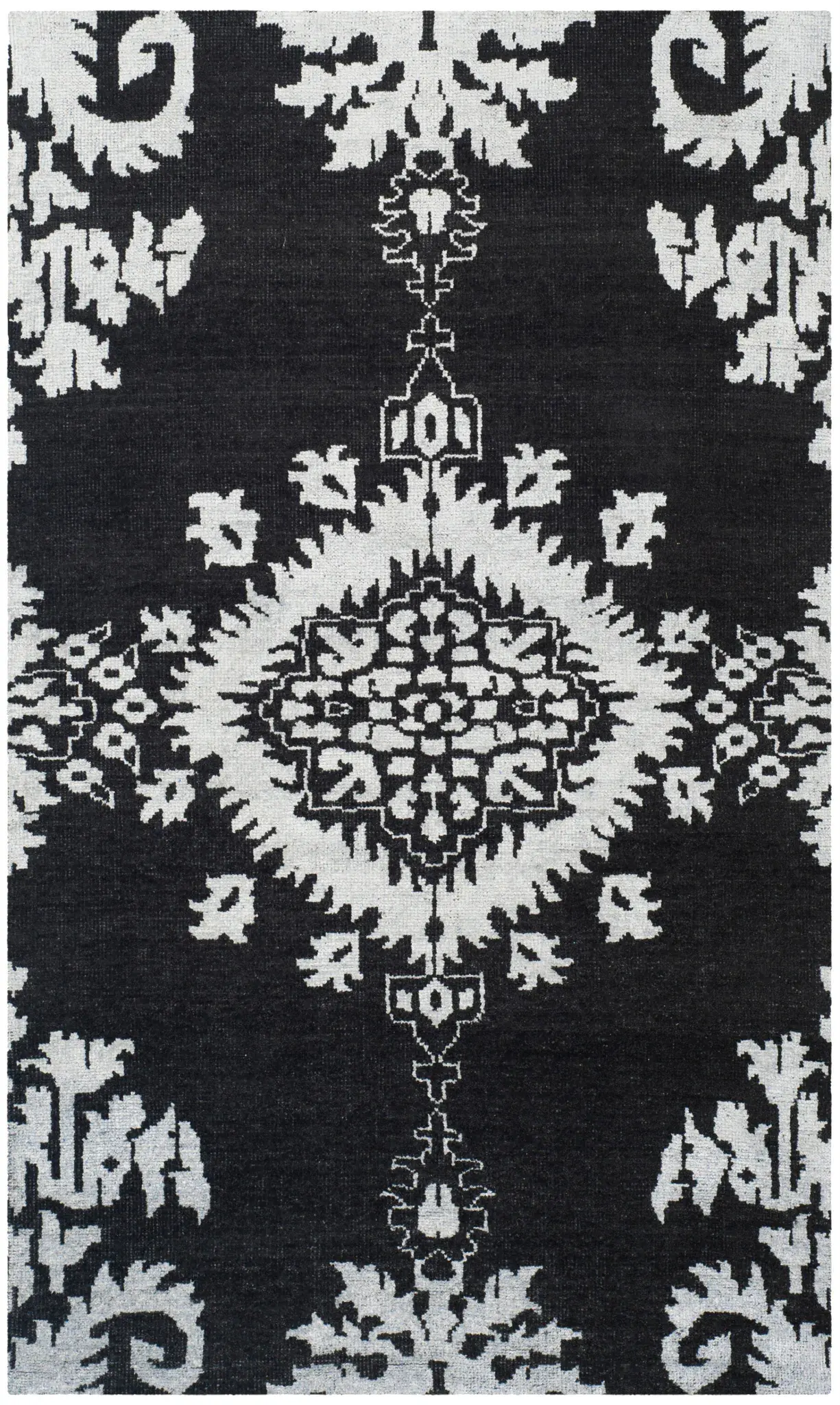 Stone Wash Medallion Hand-Knotted Rug