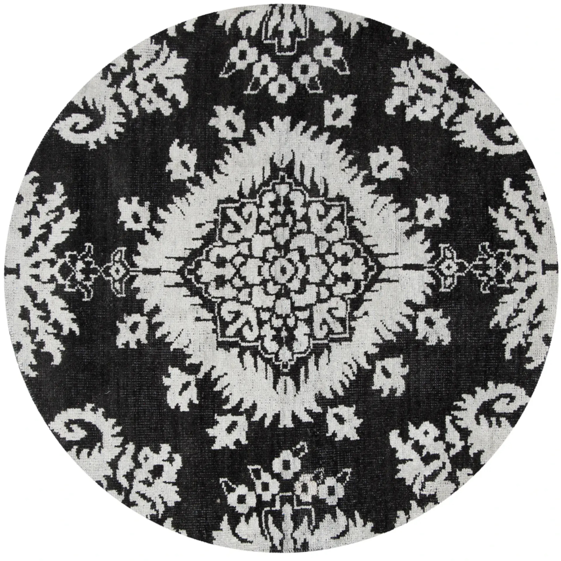 Stone Wash Medallion Hand-Knotted Rug