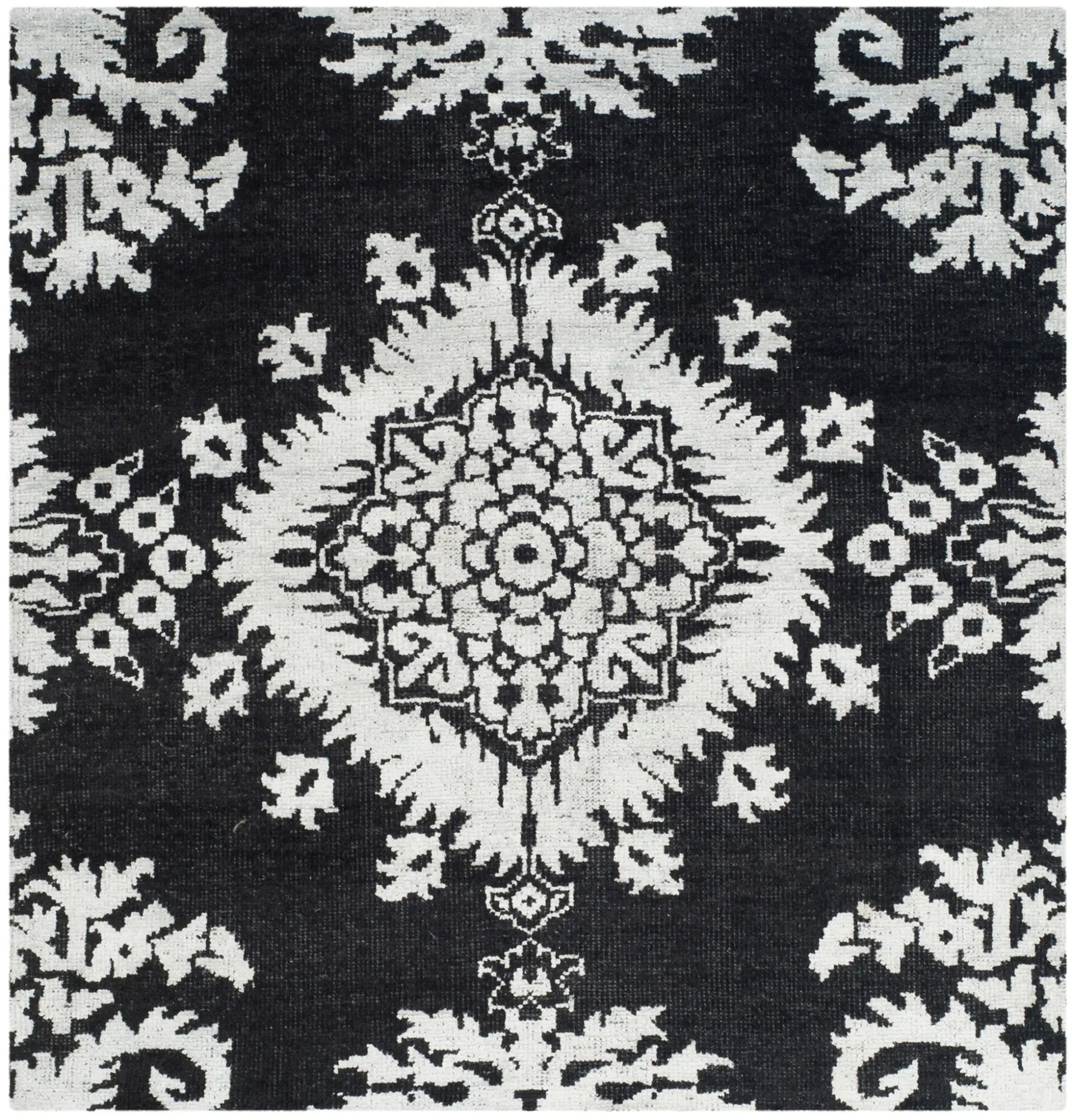 Stone Wash Medallion Hand-Knotted Rug