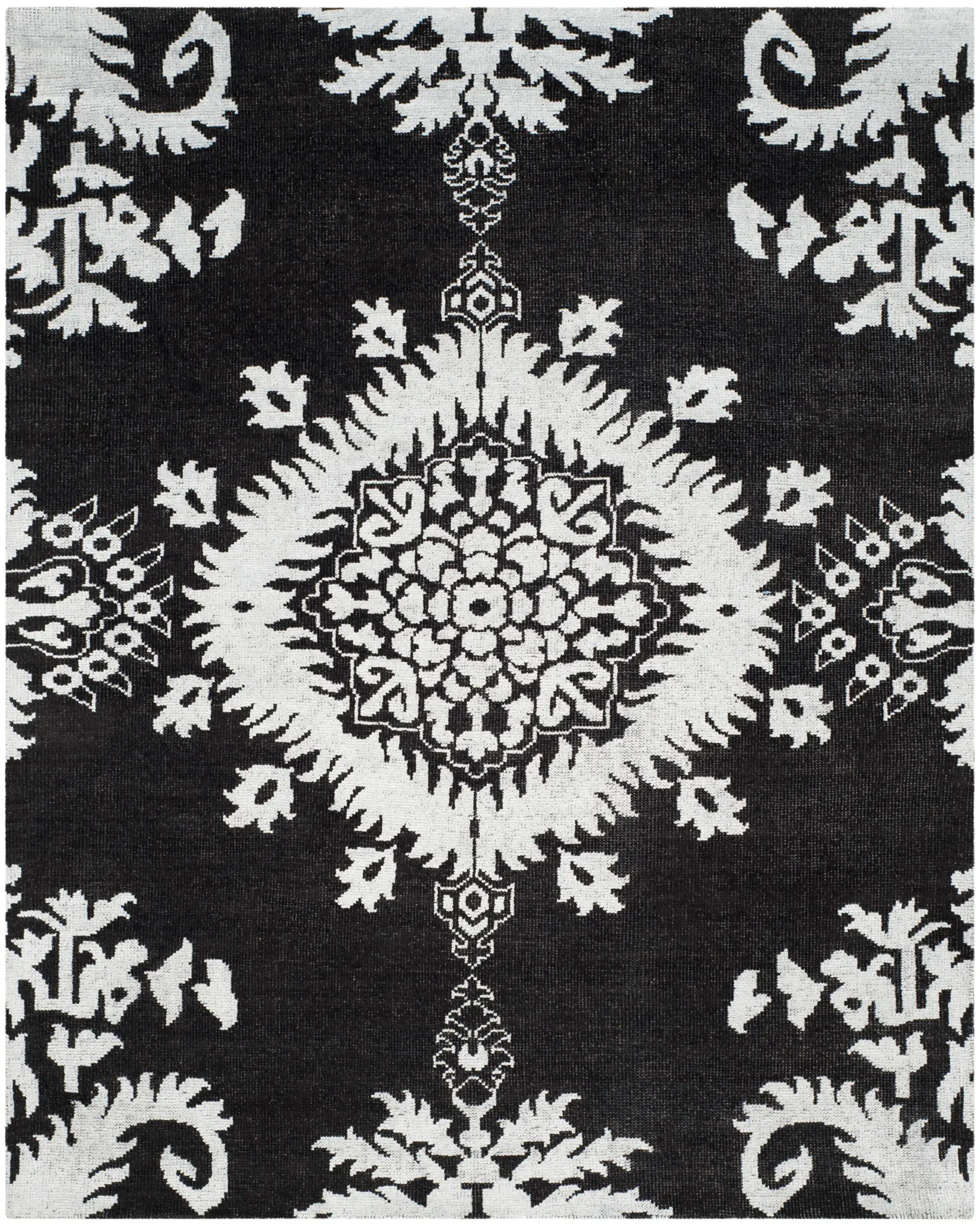 Stone Wash Medallion Hand-Knotted Rug