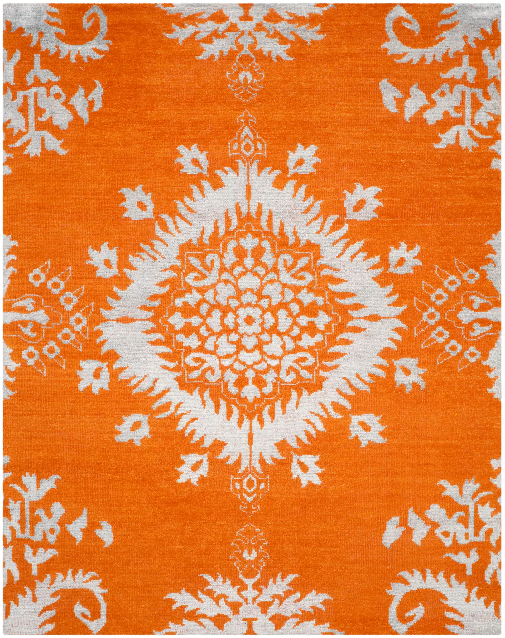 Stone Wash Medallion Hand-Knotted Rug