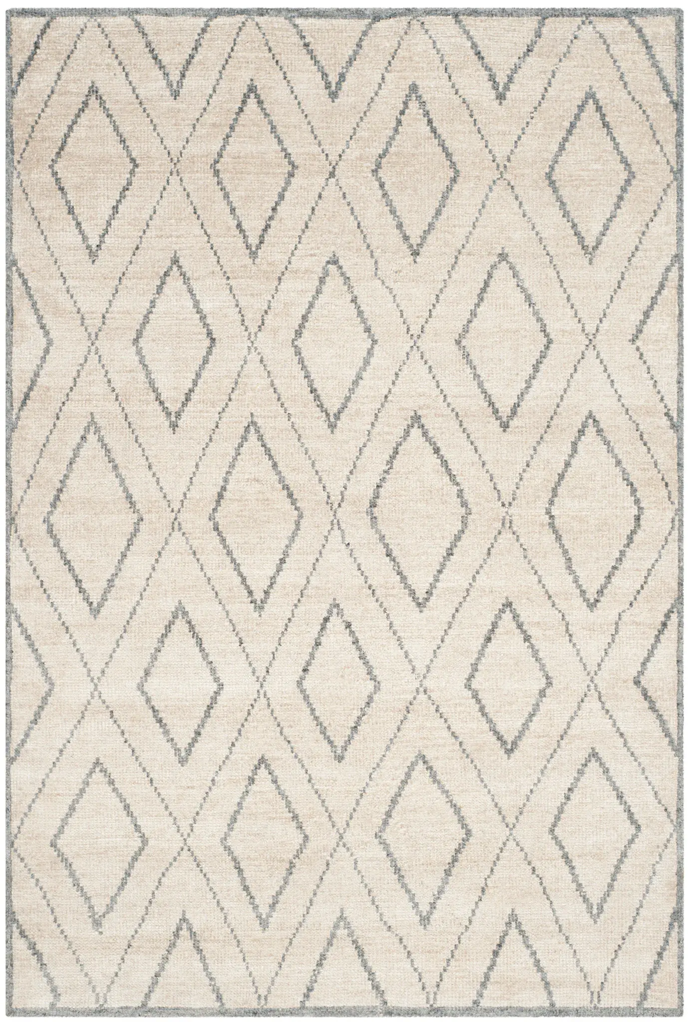 Stone Wash Concentric Diamond Hand-Knotted Bamboo Silk Rug