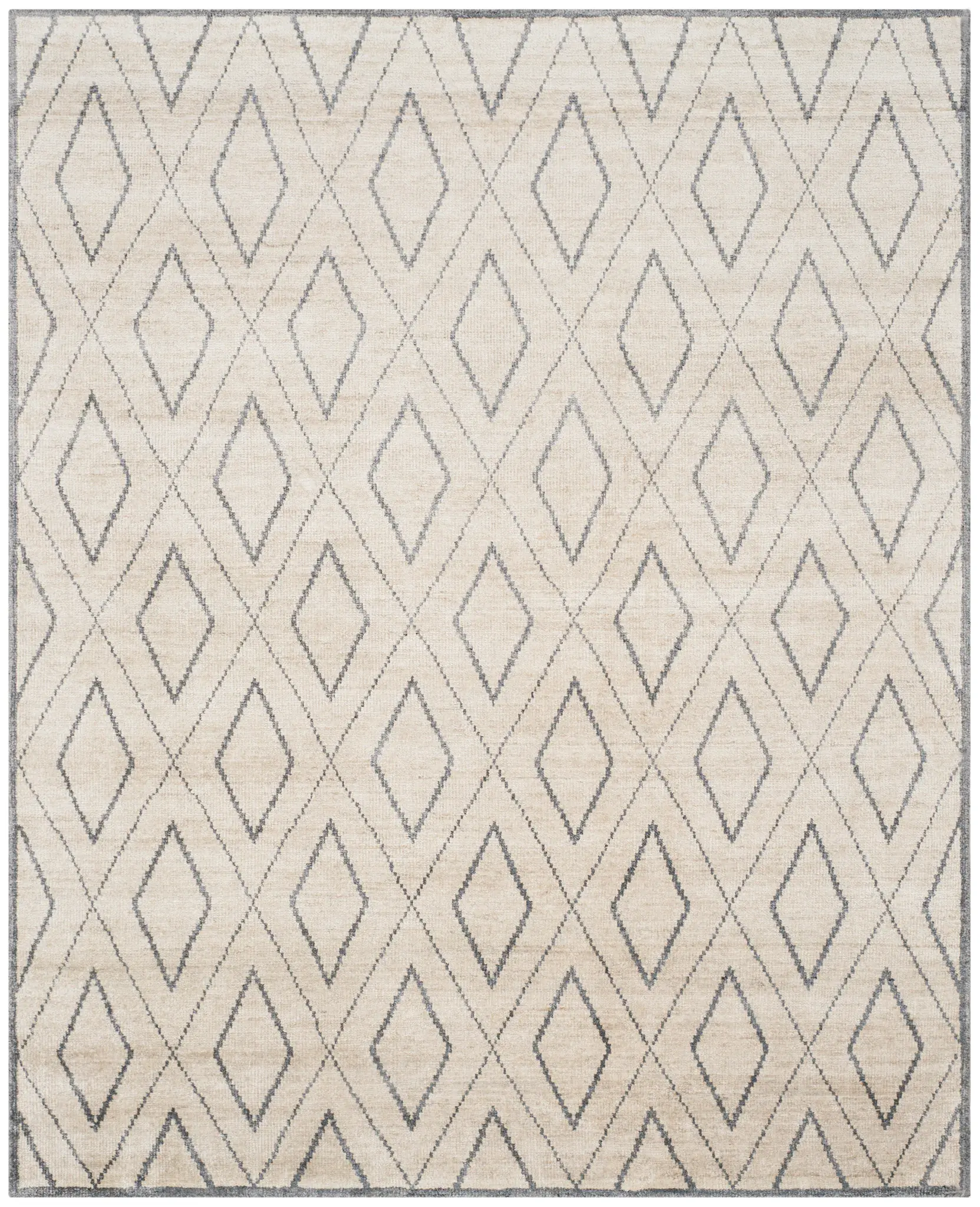 Stone Wash Concentric Diamond Hand-Knotted Bamboo Silk Rug