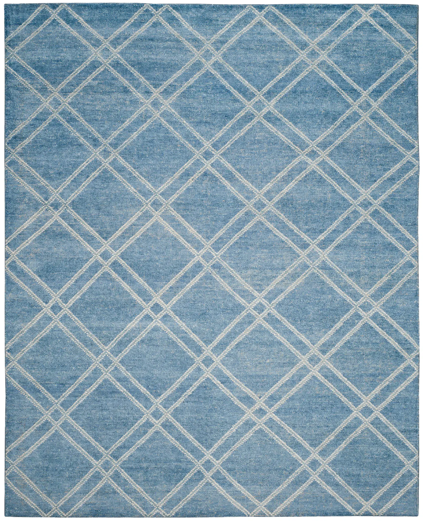 Stone Wash Diamond Trellis Hand-Knotted Bamboo Silk Rug