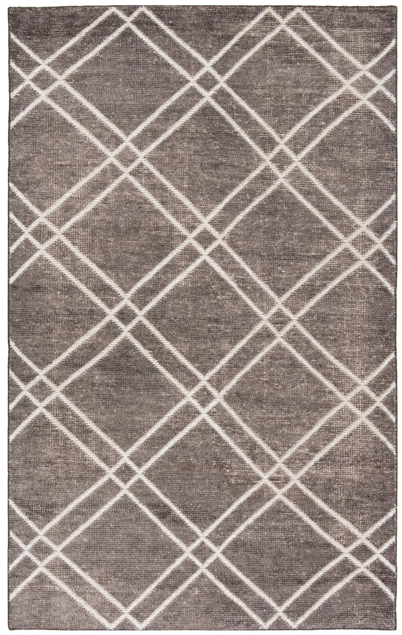 Stone Wash Diamond Trellis Hand-Knotted Bamboo Silk Rug