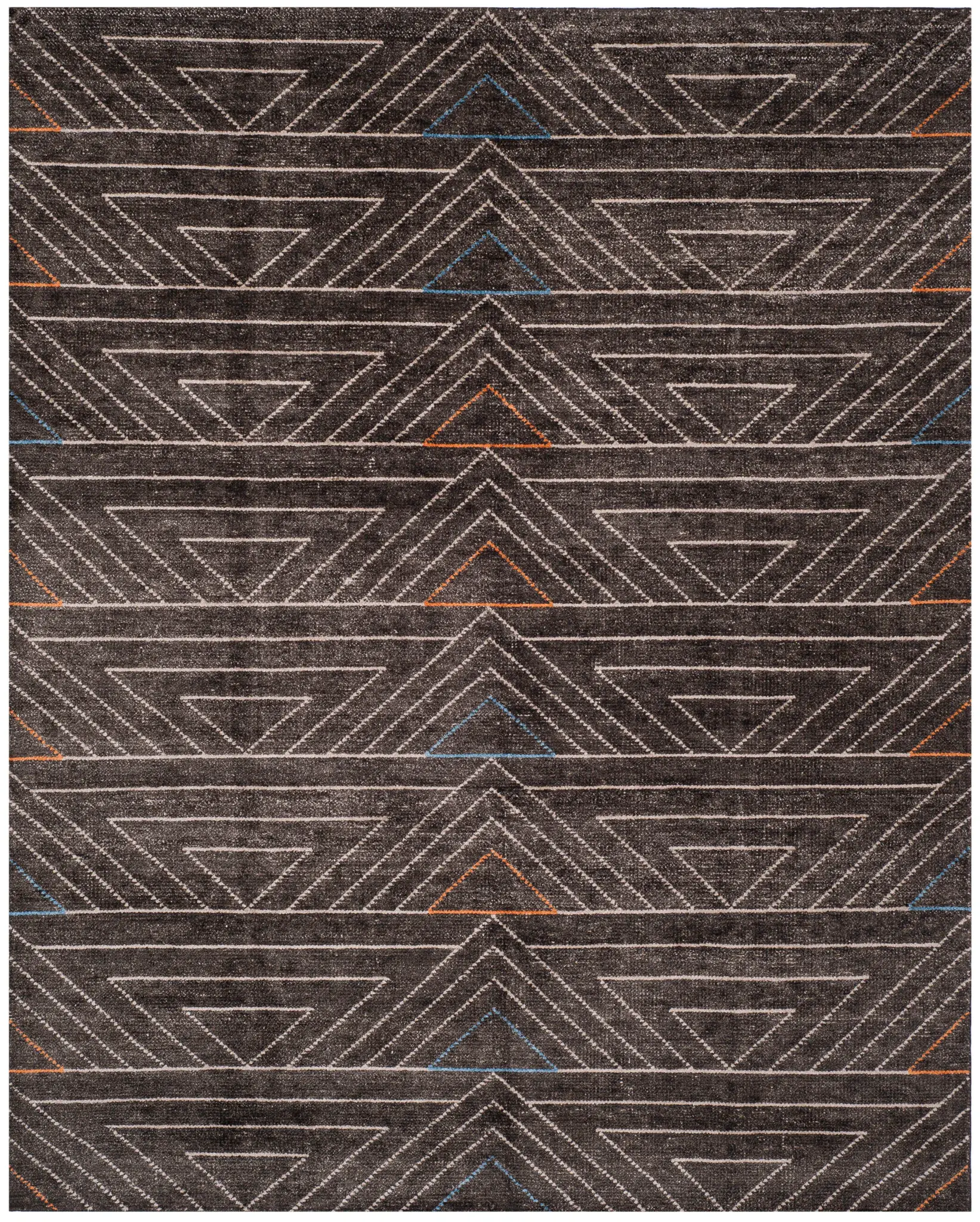 Stone Wash Triangle Hand-Knotted Bamboo Silk Rug