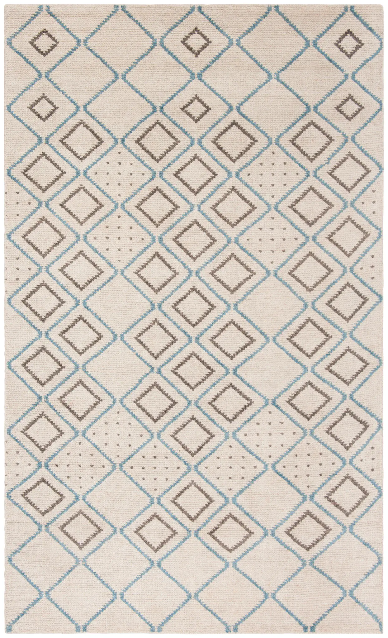 Stone Wash Diamond Lattice Hand-Knotted Bamboo Silk Rug