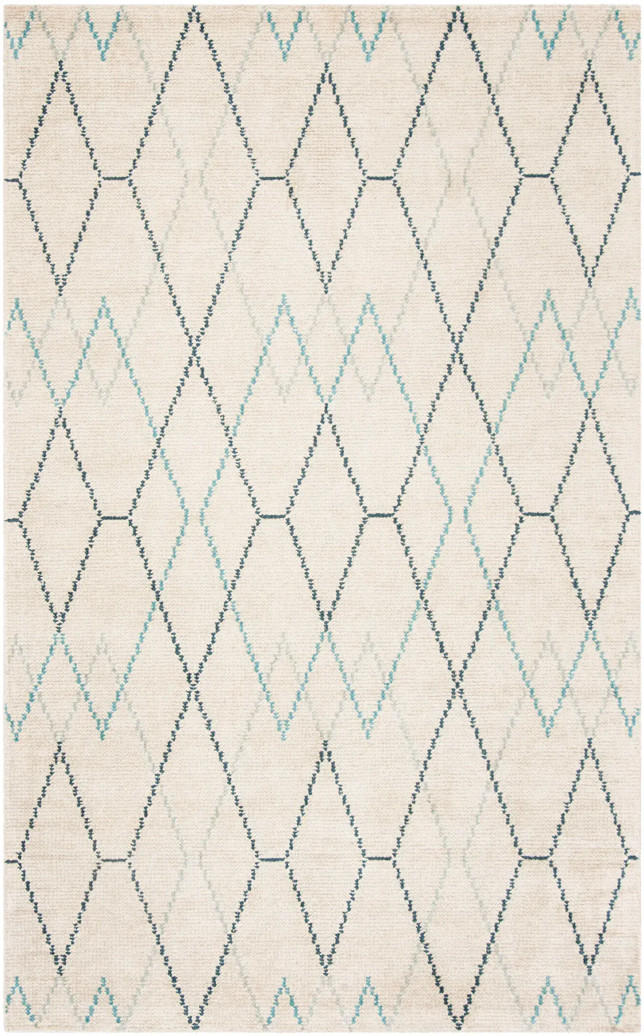 Stone Wash Elongated Diamond Hand-Knotted Bamboo Silk Rug