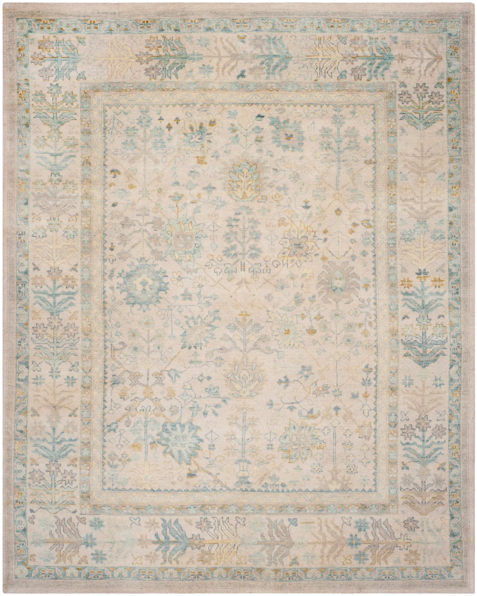 Sultanabad Bordered Floral Hand-Knotted Wool Rug