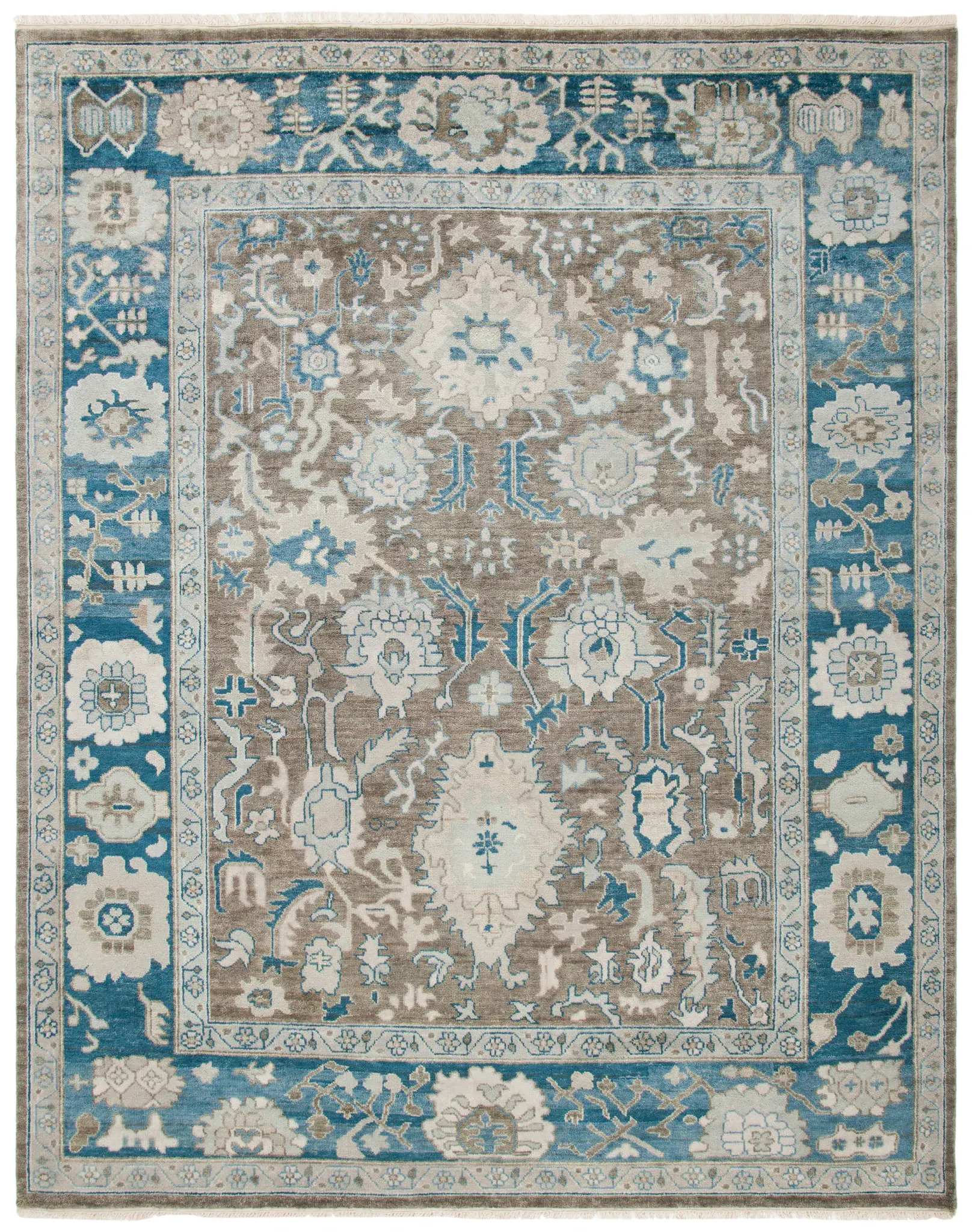 Sultanabad Floral Bordered Hand-Knotted Wool Rug
