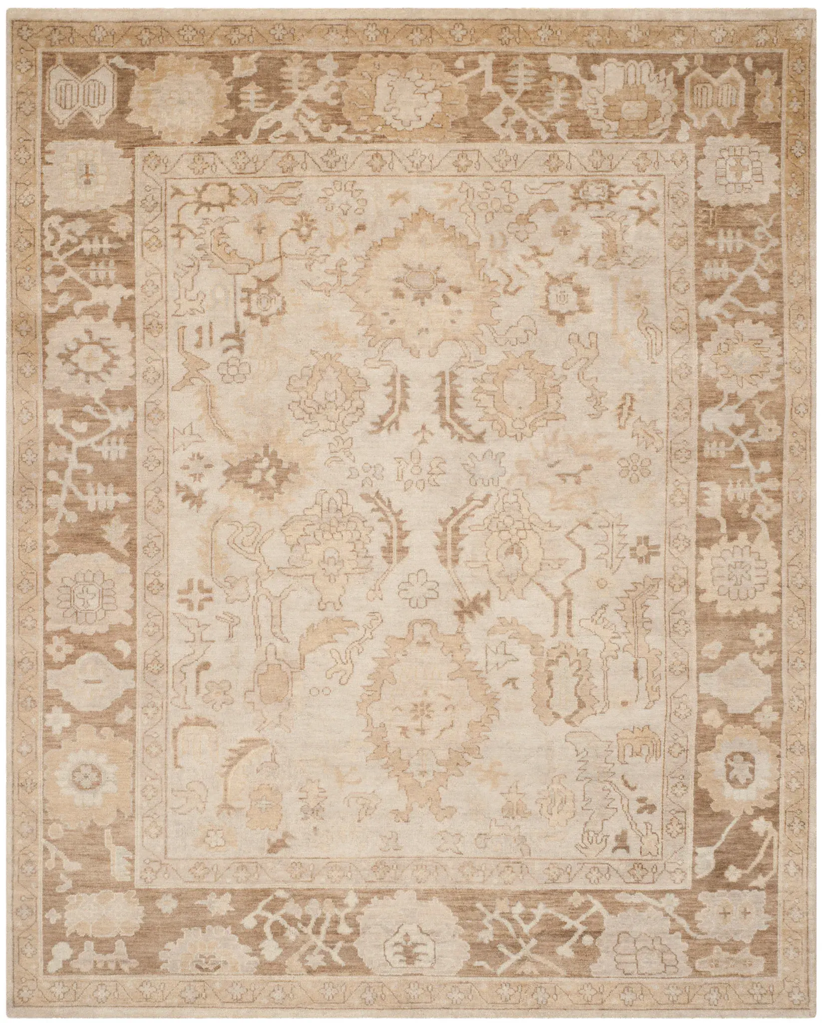 Sultanabad Floral Bordered Hand-Knotted Wool Rug