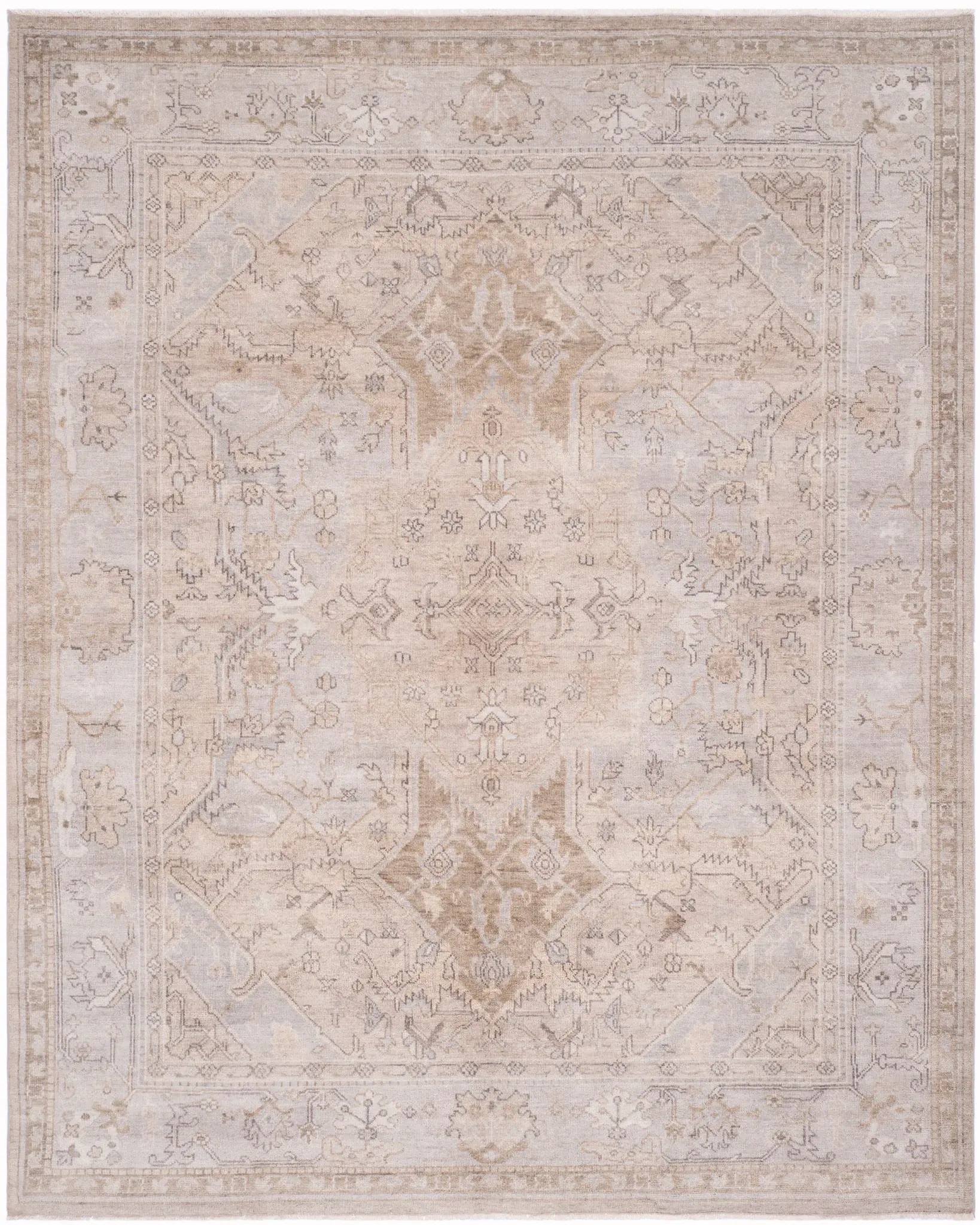 Sultanabad Geometric Medallion Hand-Knotted Wool Rug
