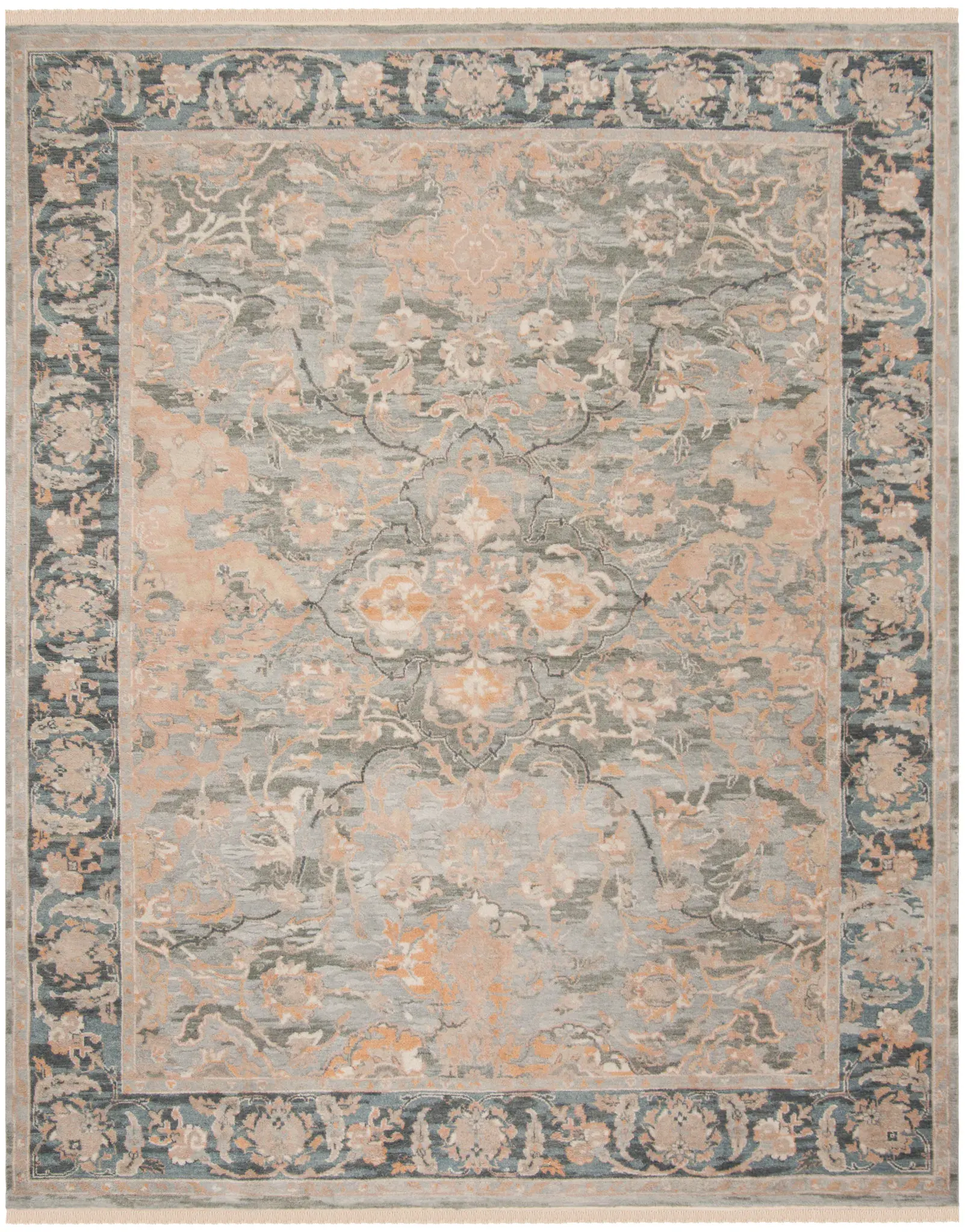 Sultanabad Faded Medallion Hand-Knotted Wool Rug