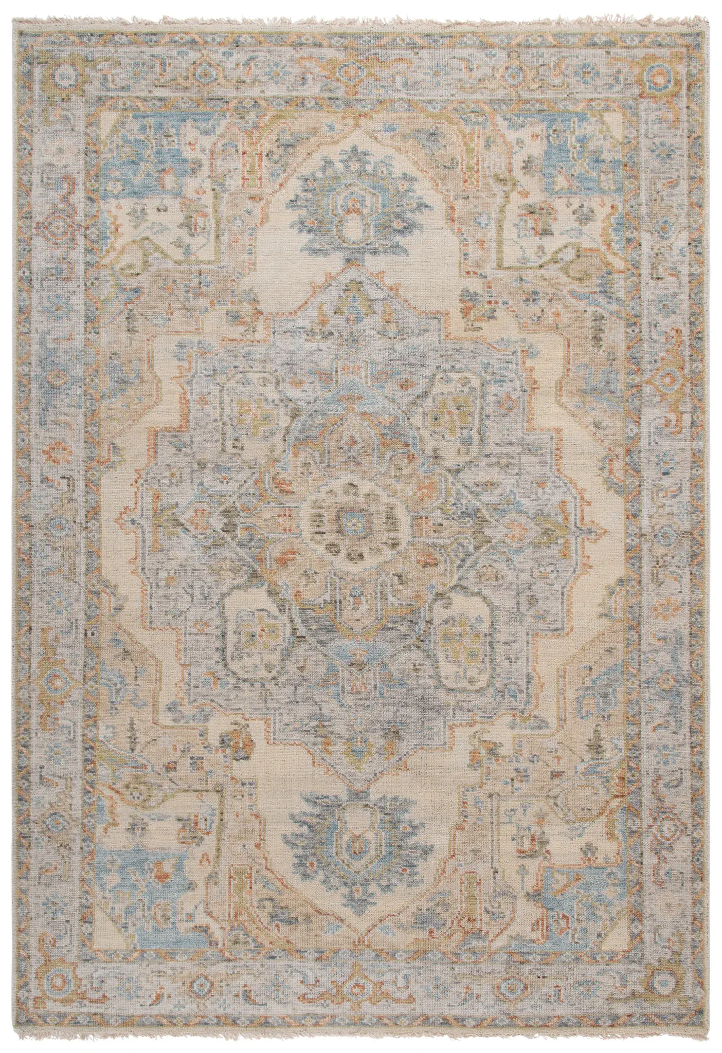 Sultanabad Stepped Medallion Hand-Knotted Wool Rug