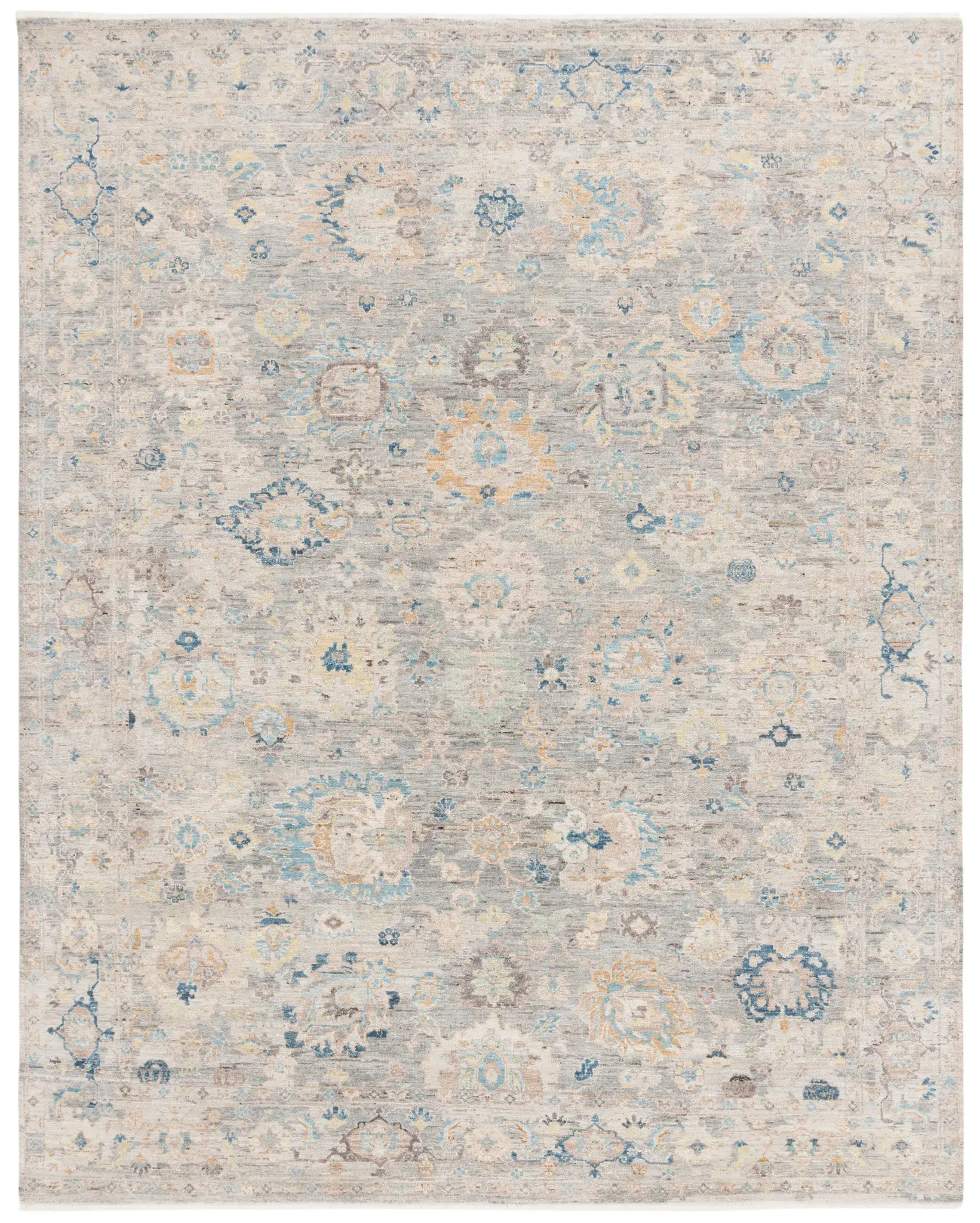 Sultanabad Aria Faded Floral Hand-Knotted Wool Rug