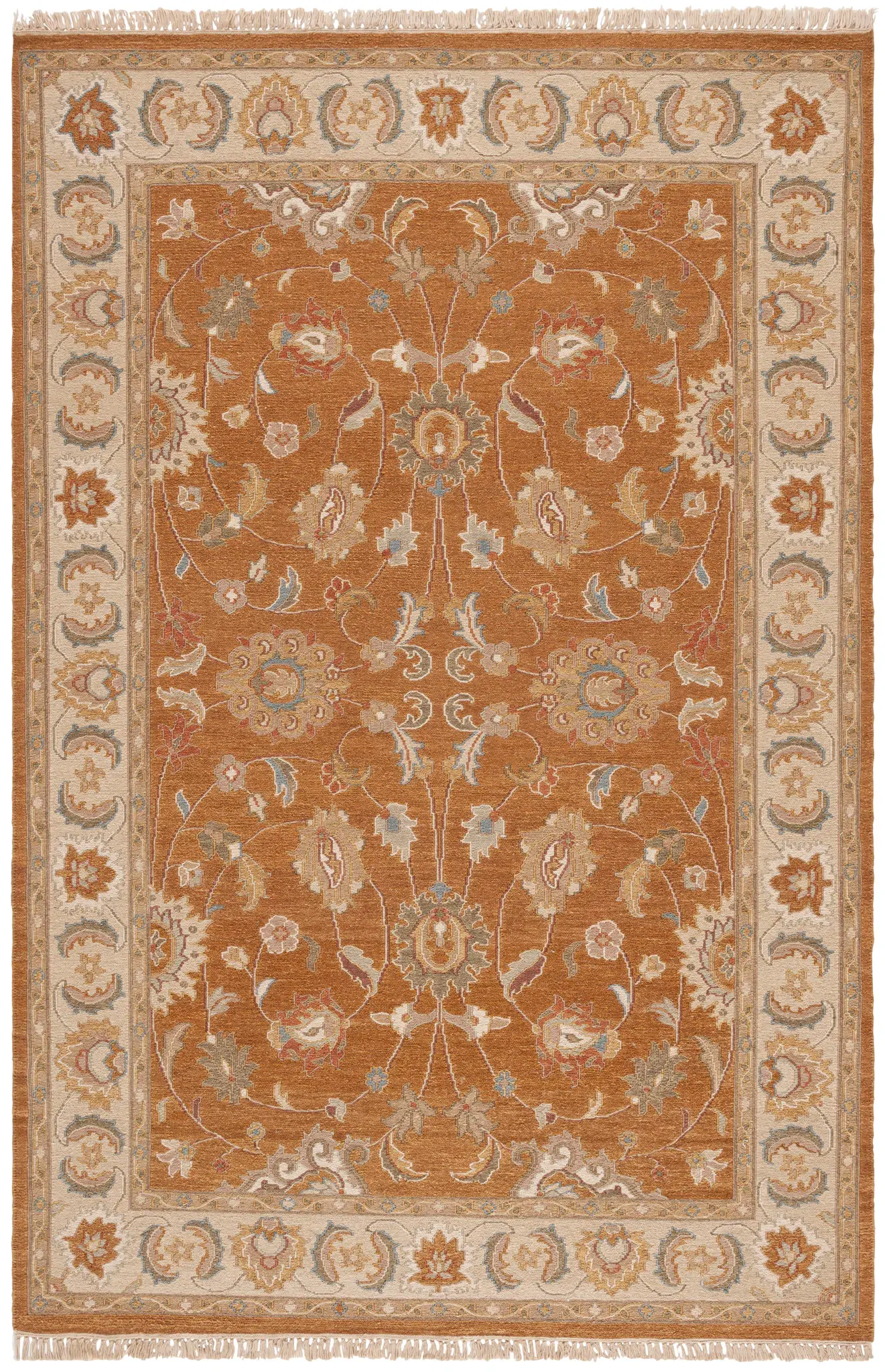Sumak Floral Bordered Wool Rug