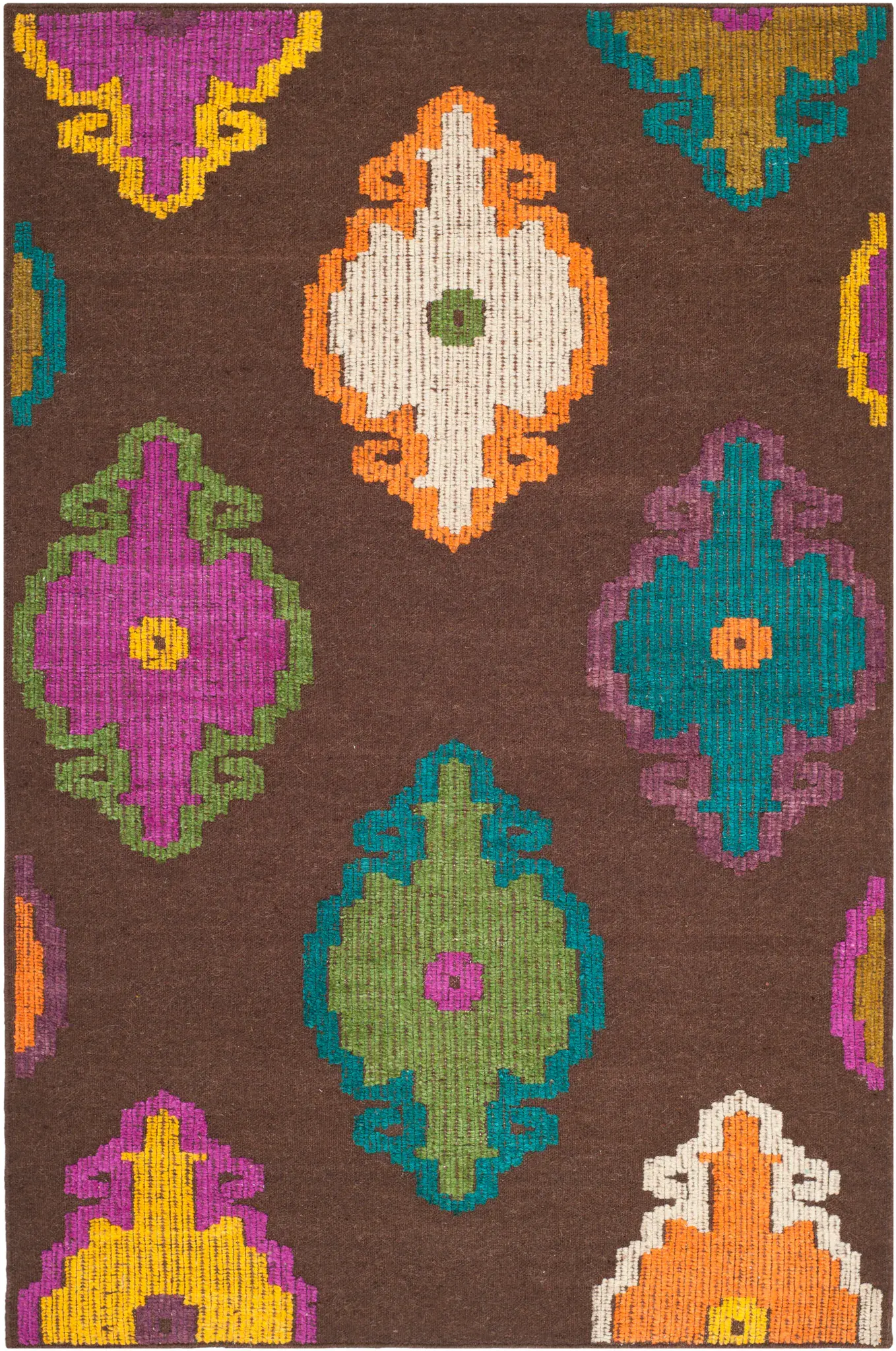 Suzani Medallion Hand-Woven Wool Rug