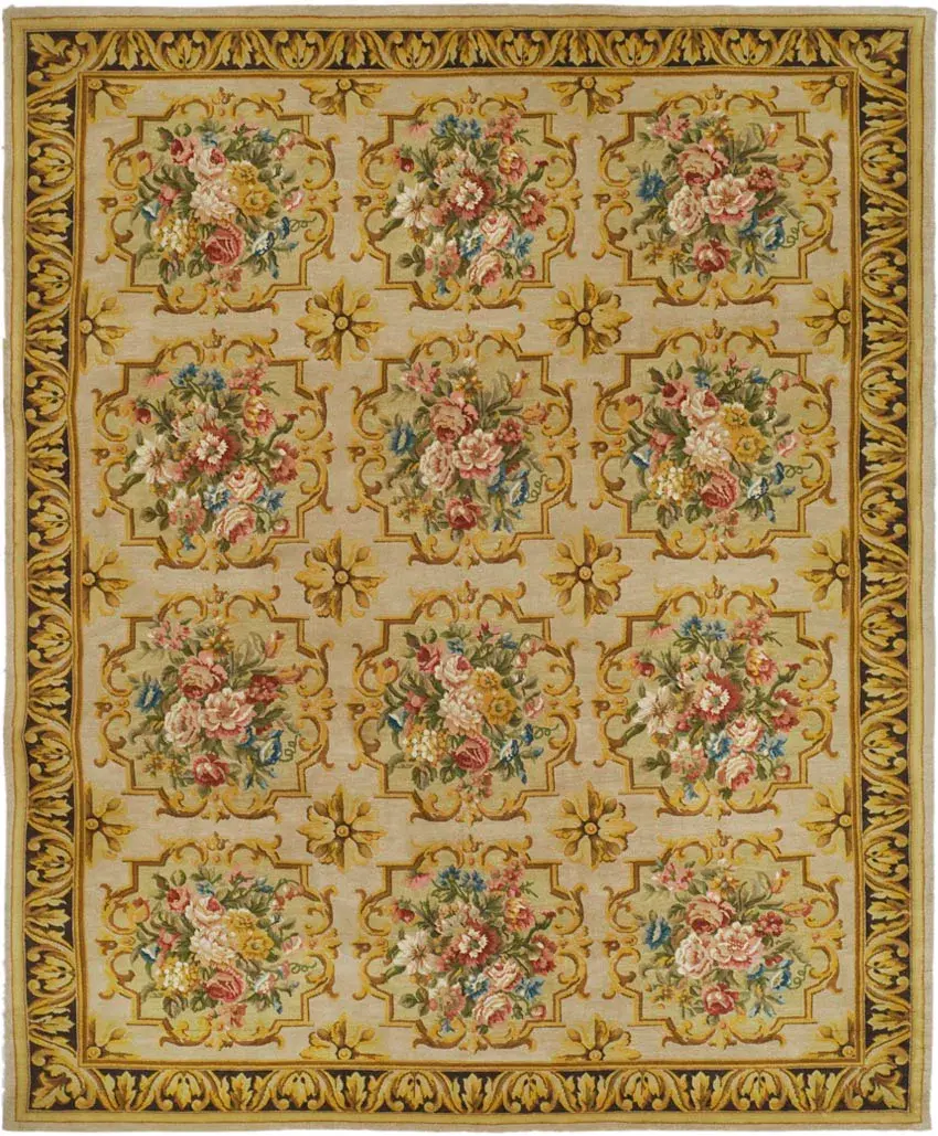 Savonnerie Traditional Floral Hand-Tufted Rug