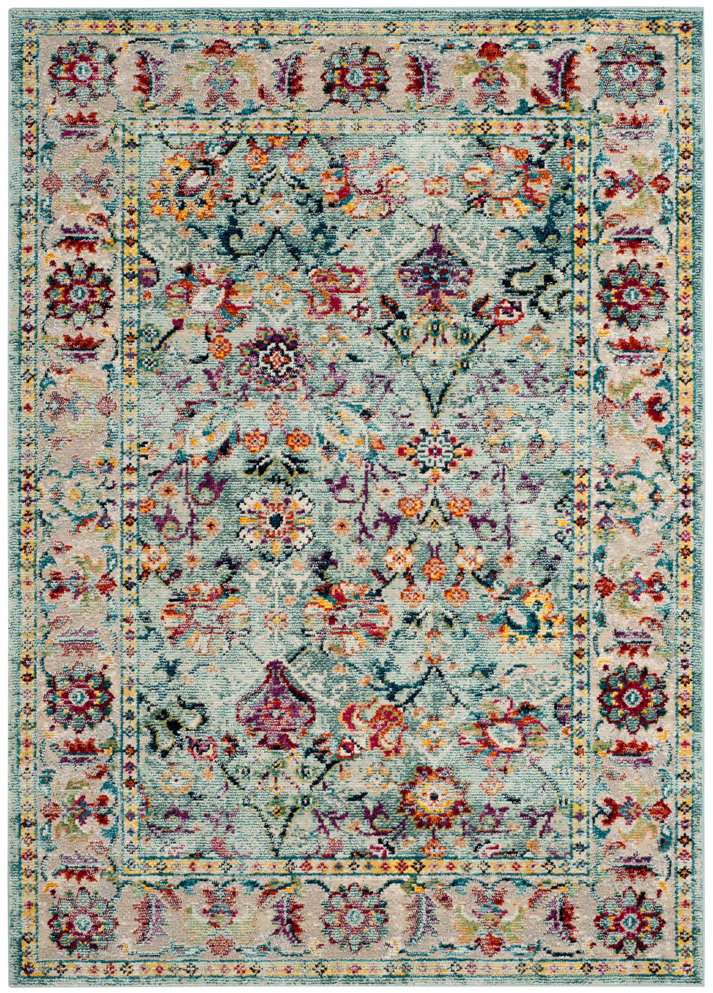 Savannah Distressed Floral Border Rug