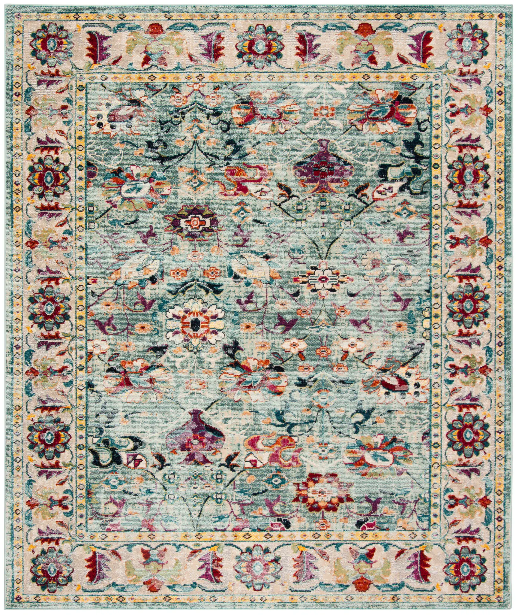 Savannah Distressed Floral Border Rug