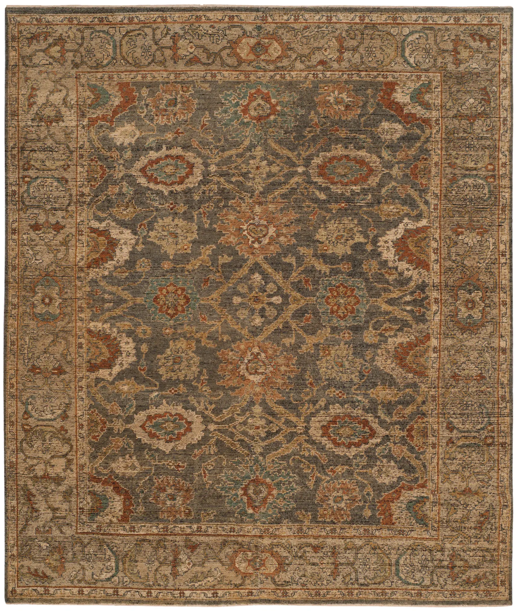 Sivas Bordered Floral Hand-Knotted Wool Rug