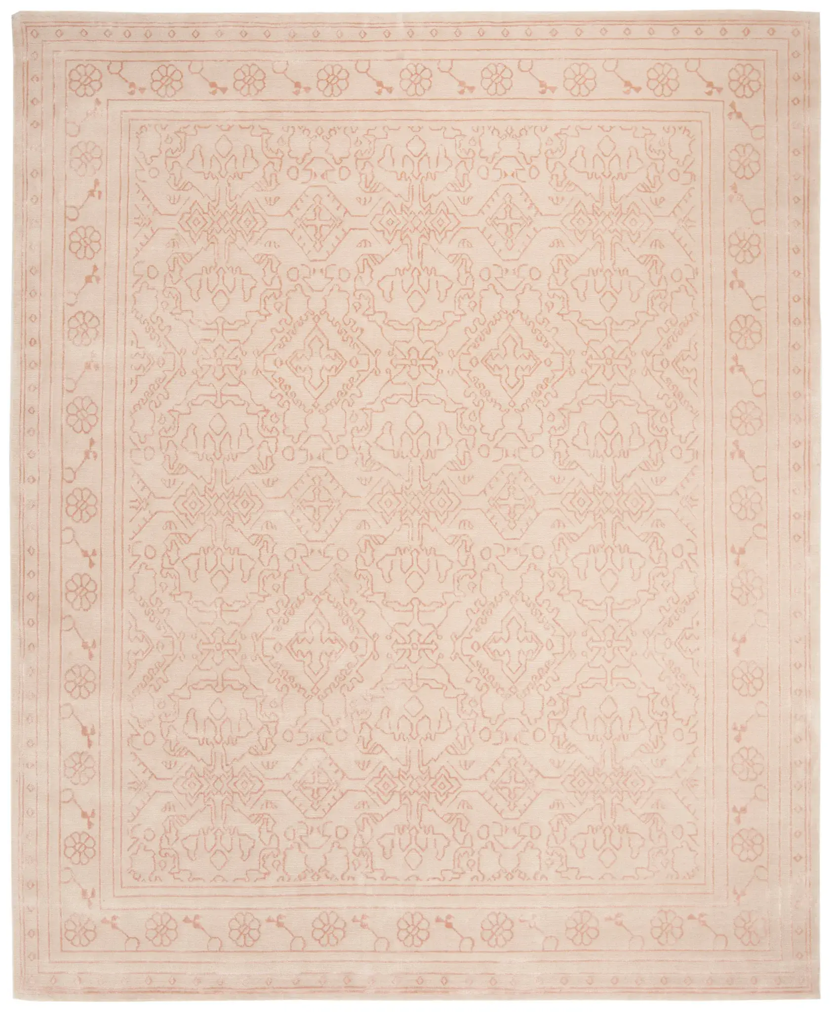Nepalese Floral Lattice Hand-Knotted Rug