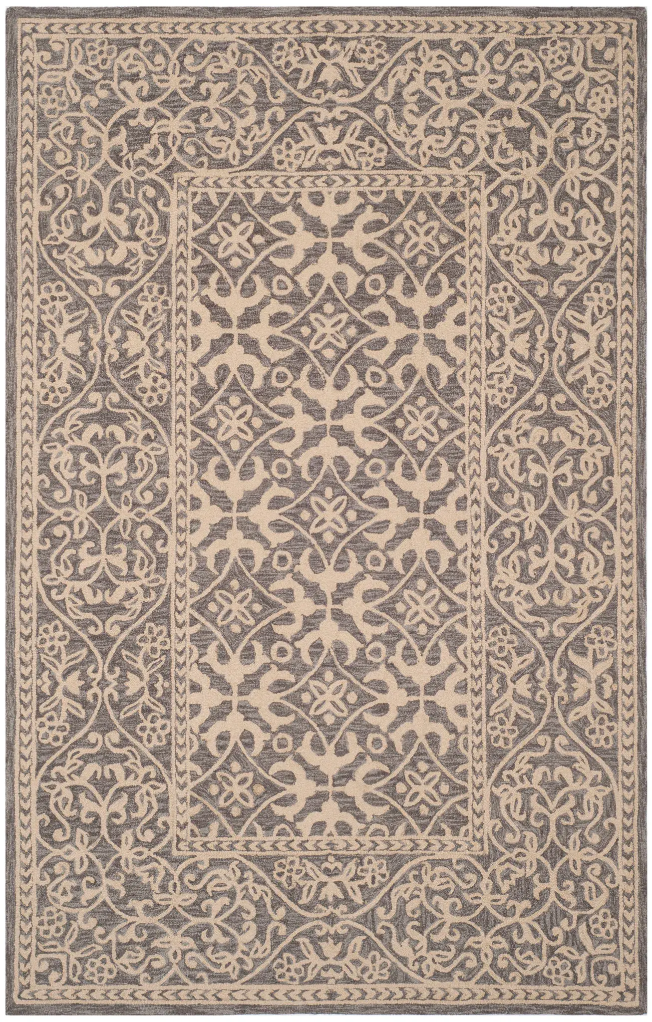 Suzani Floral Lattice Hand-Hooked Wool Rug
