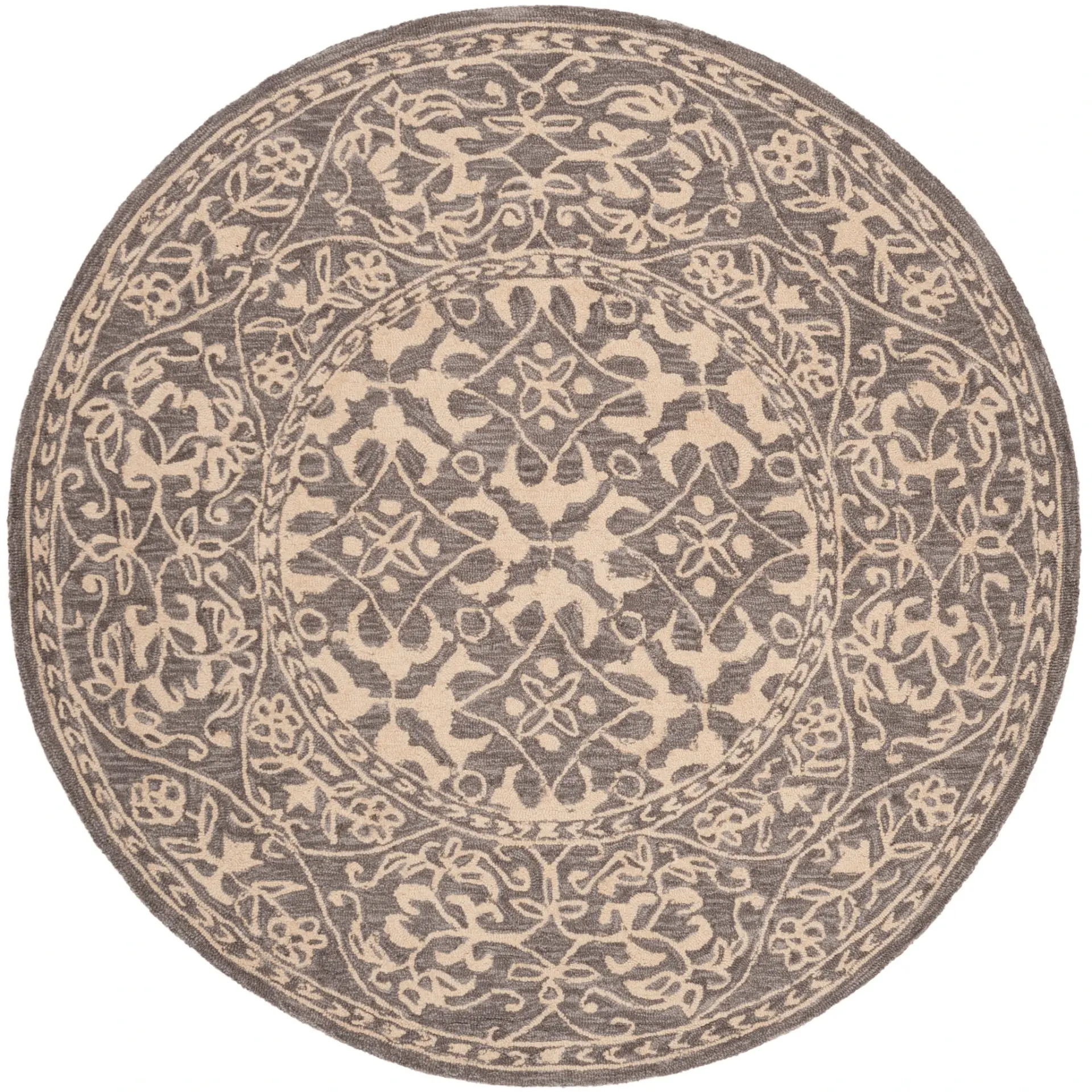 Suzani Floral Lattice Hand-Hooked Wool Rug