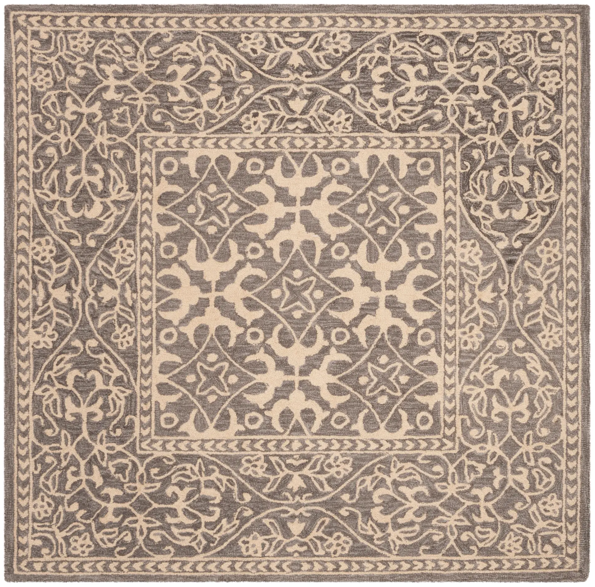 Suzani Floral Lattice Hand-Hooked Wool Rug
