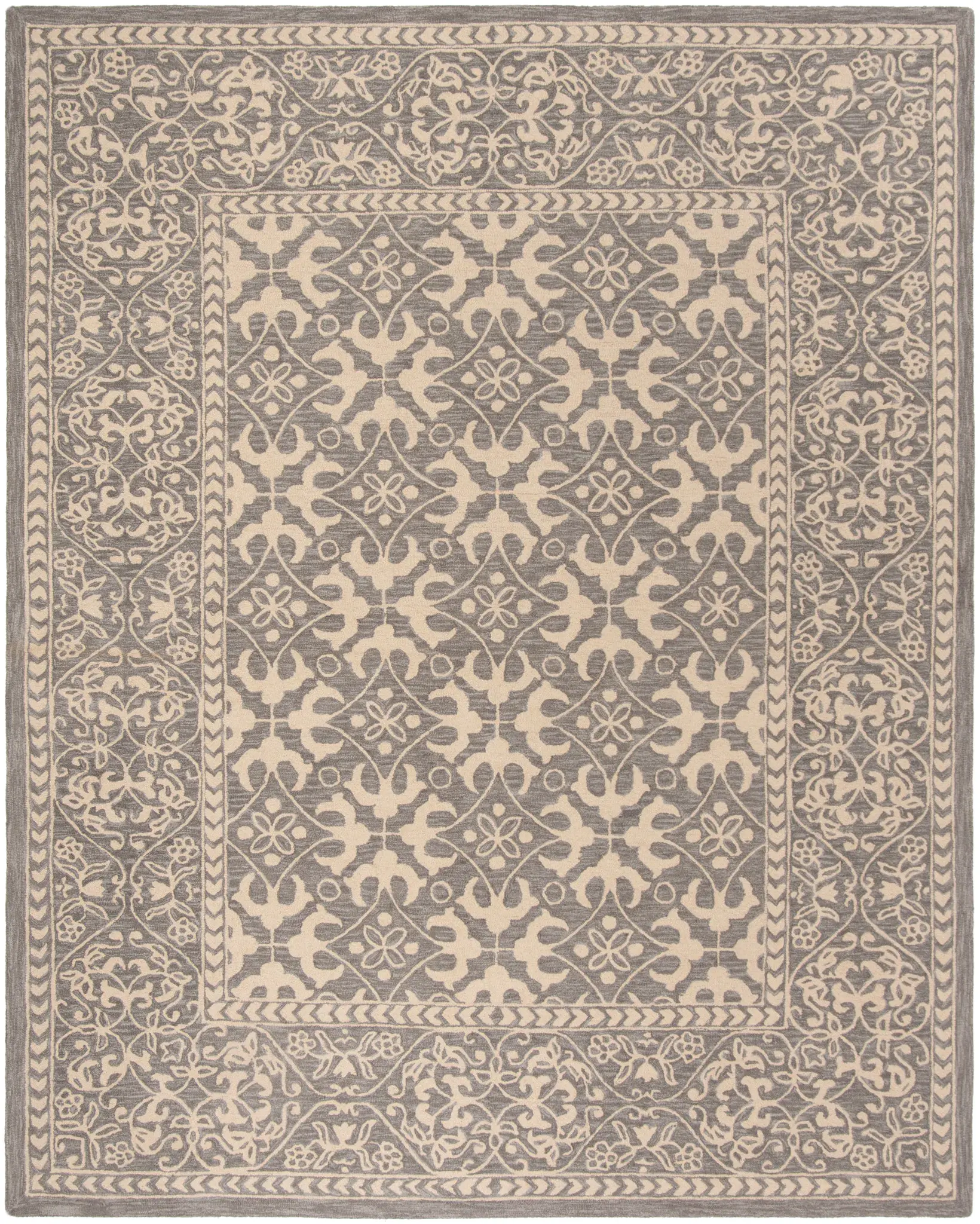 Suzani Floral Lattice Hand-Hooked Wool Rug
