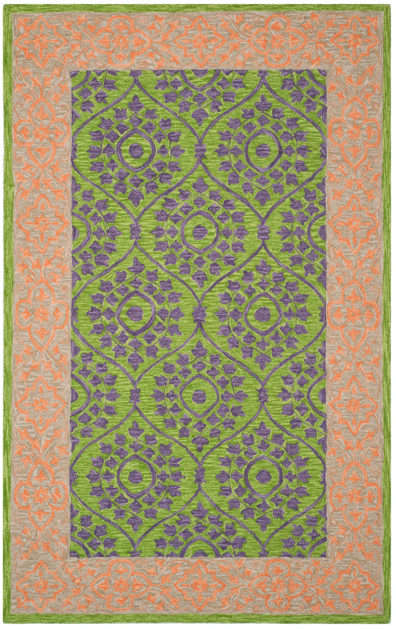 Suzani Ogee Medallion Hand-Hooked Wool Rug