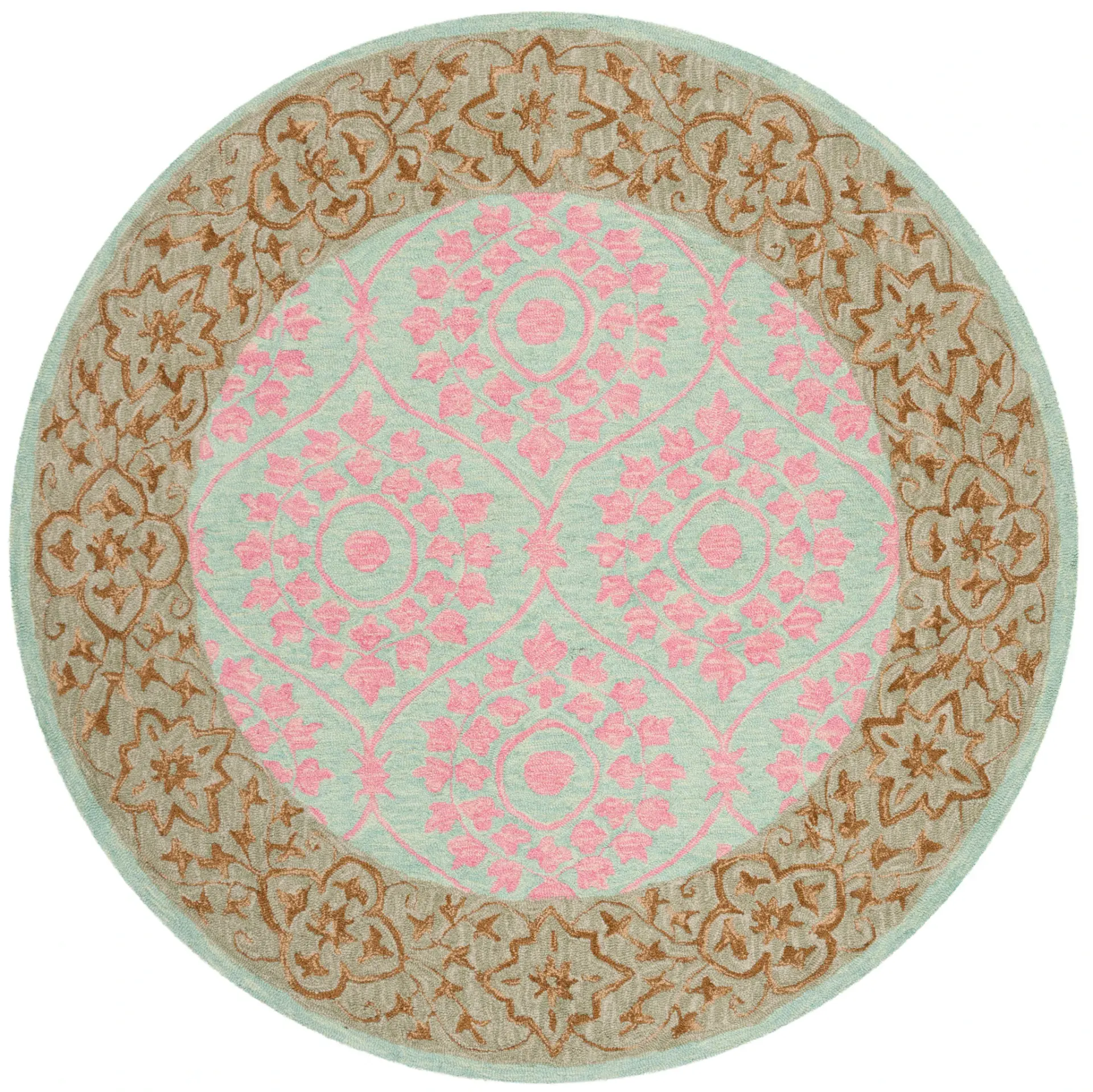 Suzani Bordered Ogee Hand-Hooked Wool Rug